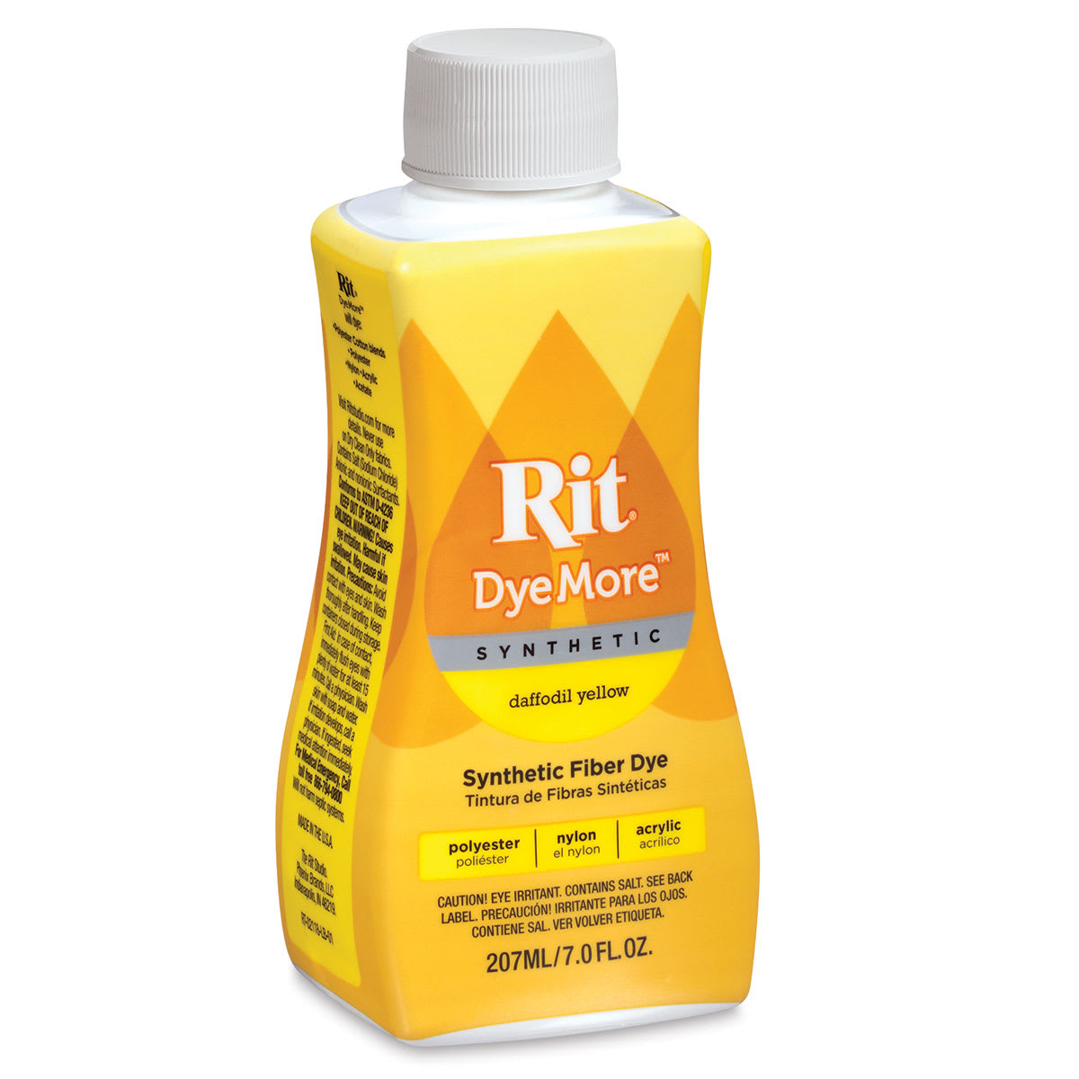 Rit DyeMore Synthetic Fiber Dye - Daffodil Yellow, 7 oz, front of the bottle