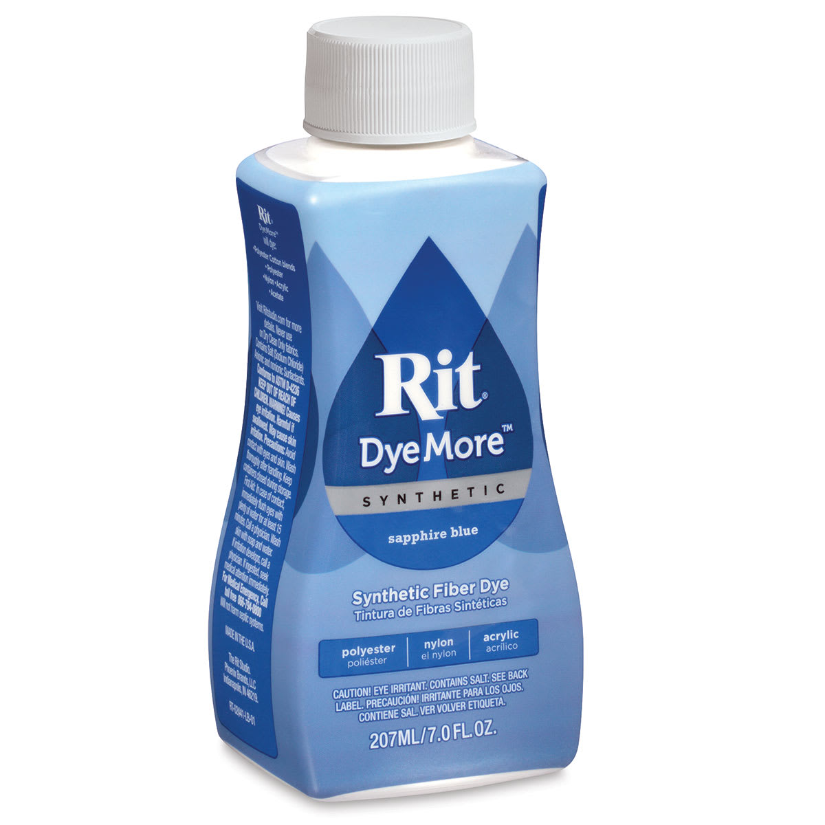 Rit DyeMore Synthetic Fiber Dye - Sapphire Blue, 7 oz, front of the bottle