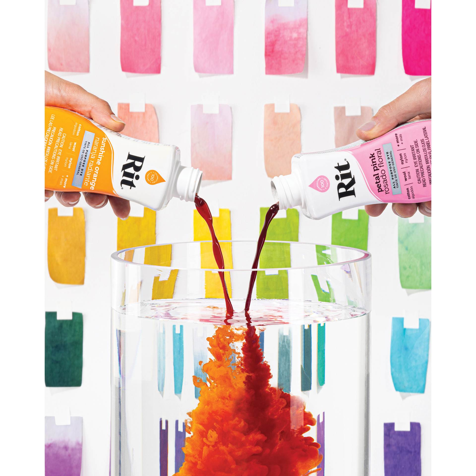 Rit All Purpose Liquid Dye - mixing tangerine orange and rosado floral