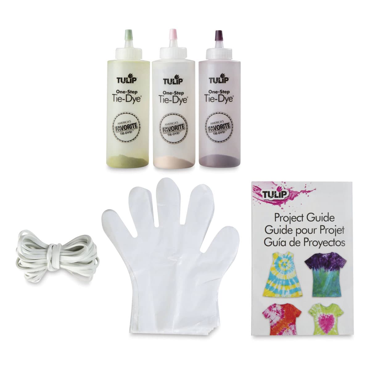 Tulip One-Step Tie-Dye Kit - Wildflower, Kit of 3 Colors, contents laid out
