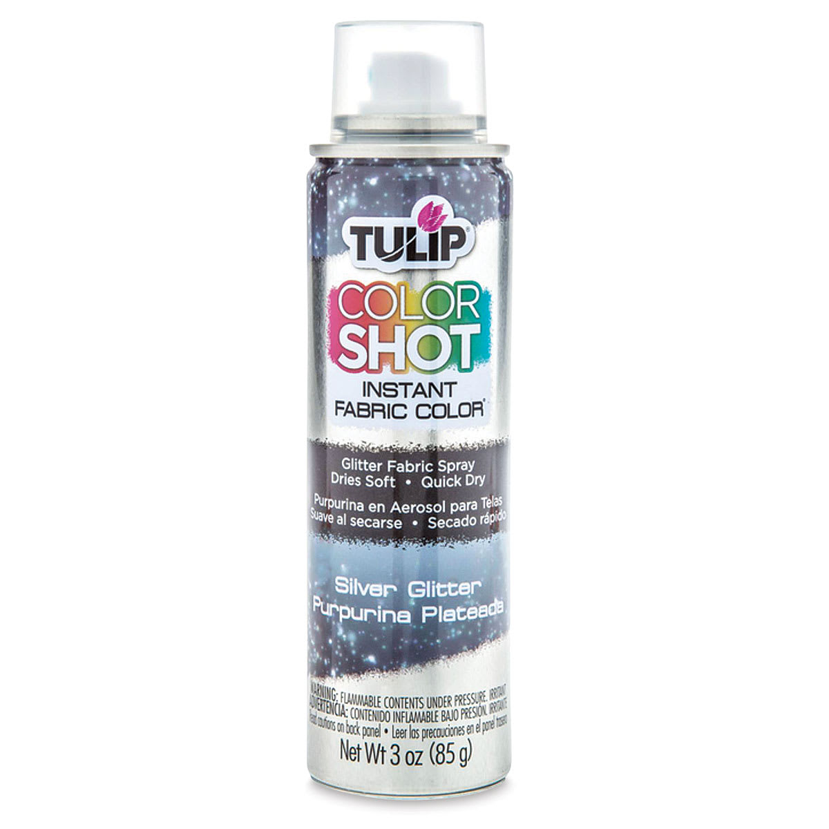 Tulip ColorShot Instant Fabric Color Spray - Silver, Glitter, 3 oz