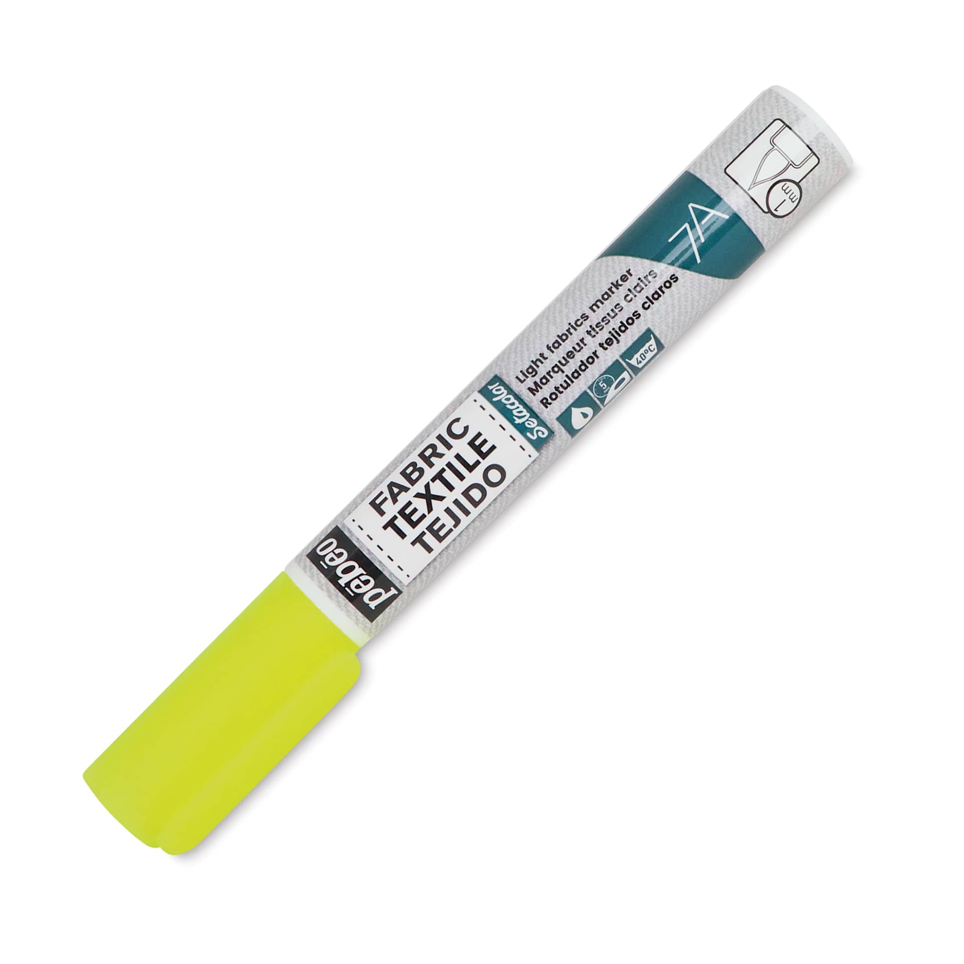 Pebeo 7A Light Fabric Brush Marker - Fluorescent Yellow, 1 mm (Cap on)