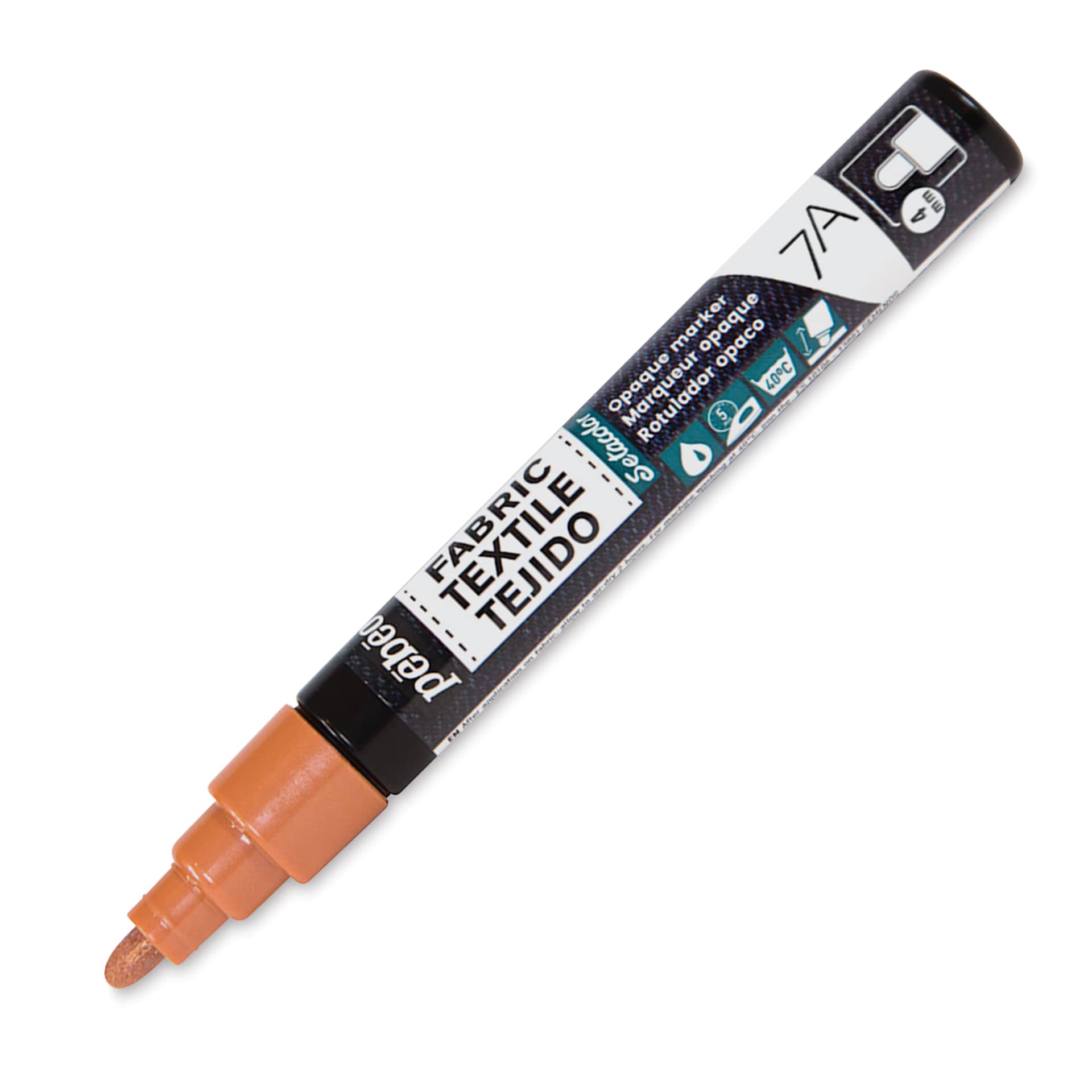 Pebeo 7A Opaque Fabric Marker - Copper, 4 mm (Cap off)