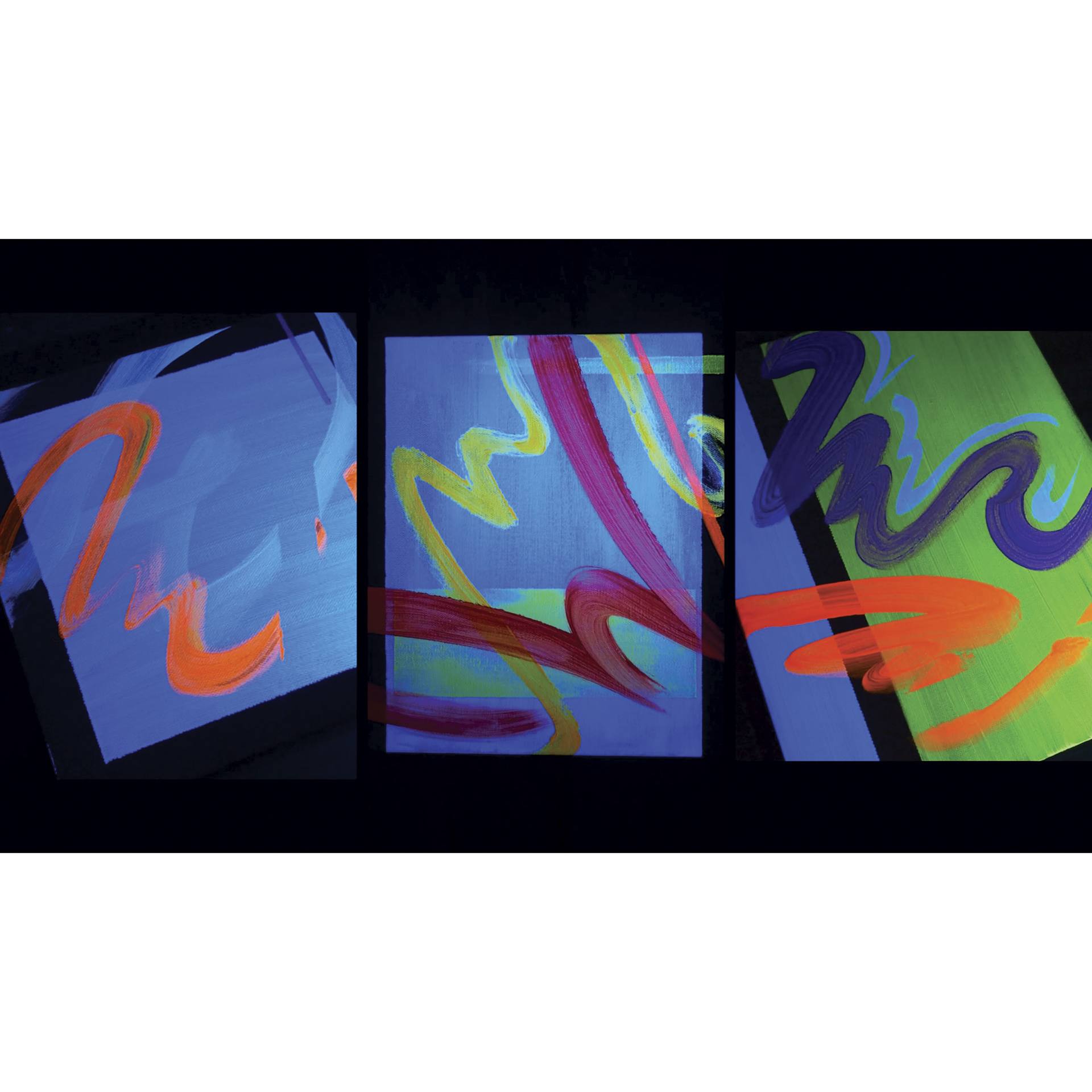 Wildfire Luminescent Fluorescent Acrylic Paints, artwork under blacklight