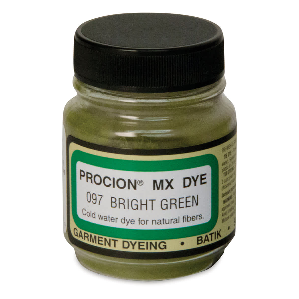 Jacquard Procion MX Fiber Reactive Cold Water Dye - Bright Green, 2/3 oz jar