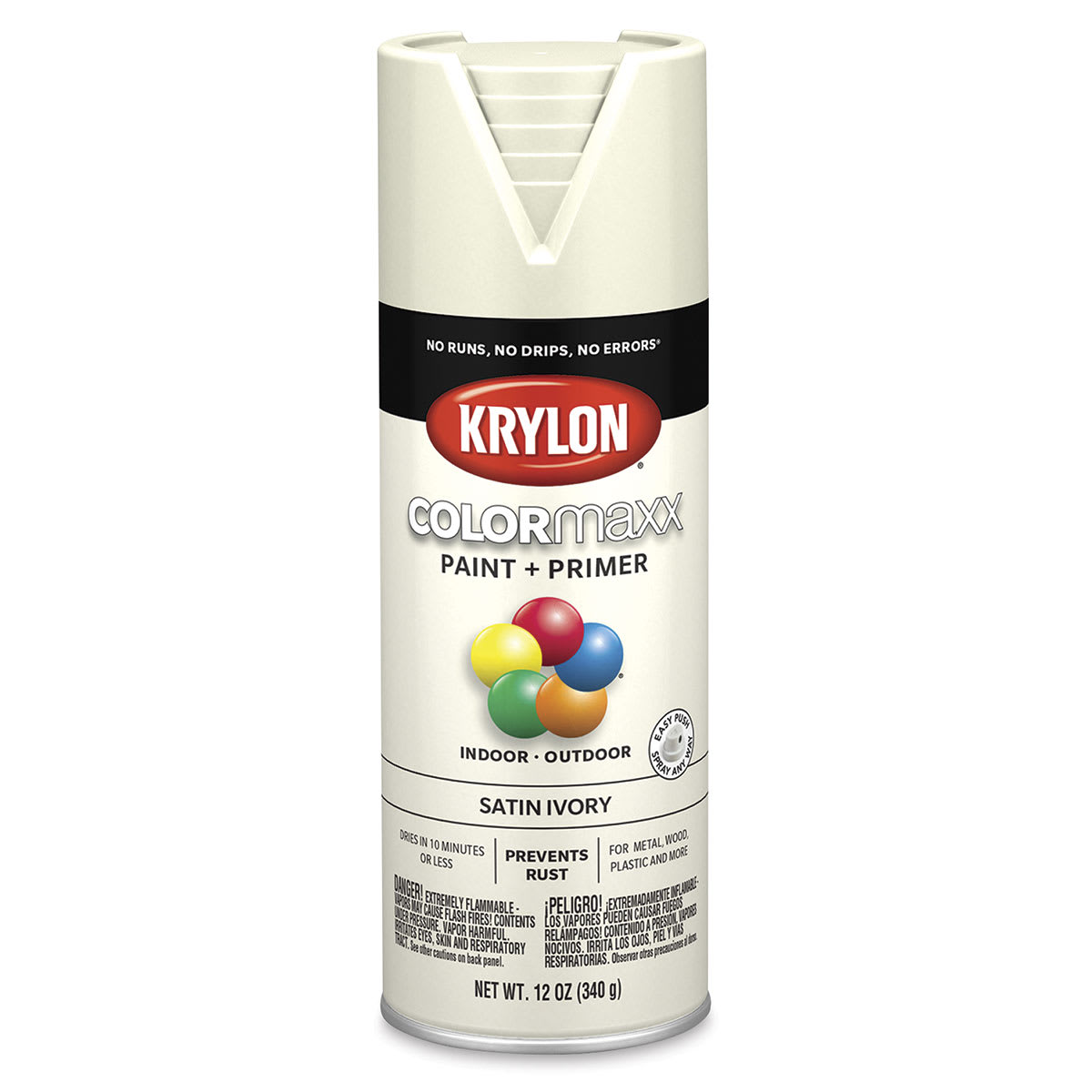 Krylon Colormaxx Spray Paint - Ivory, Satin, 12 oz