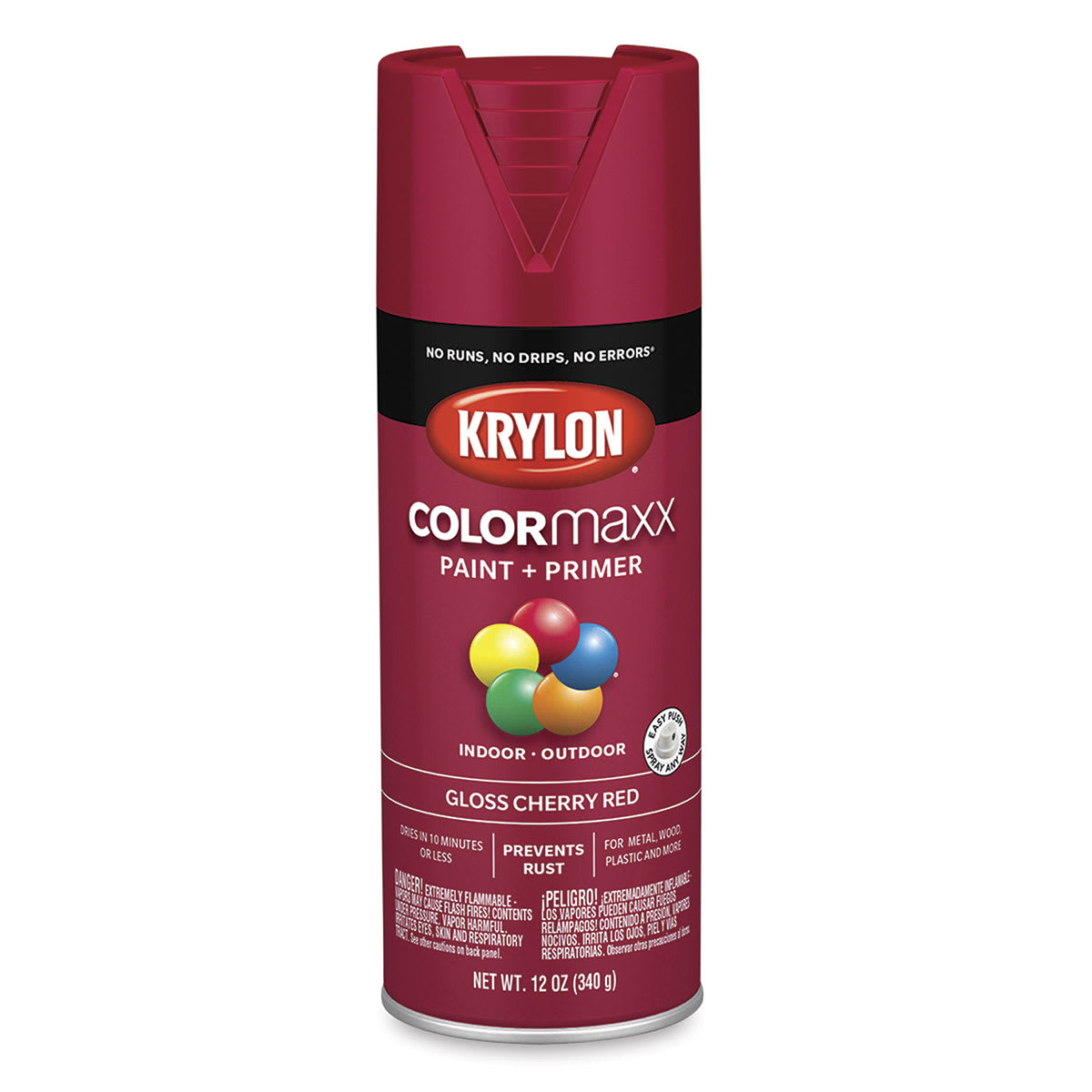 Krylon Colormaxx Spray Paint - Cherry Red, Gloss, 12 oz