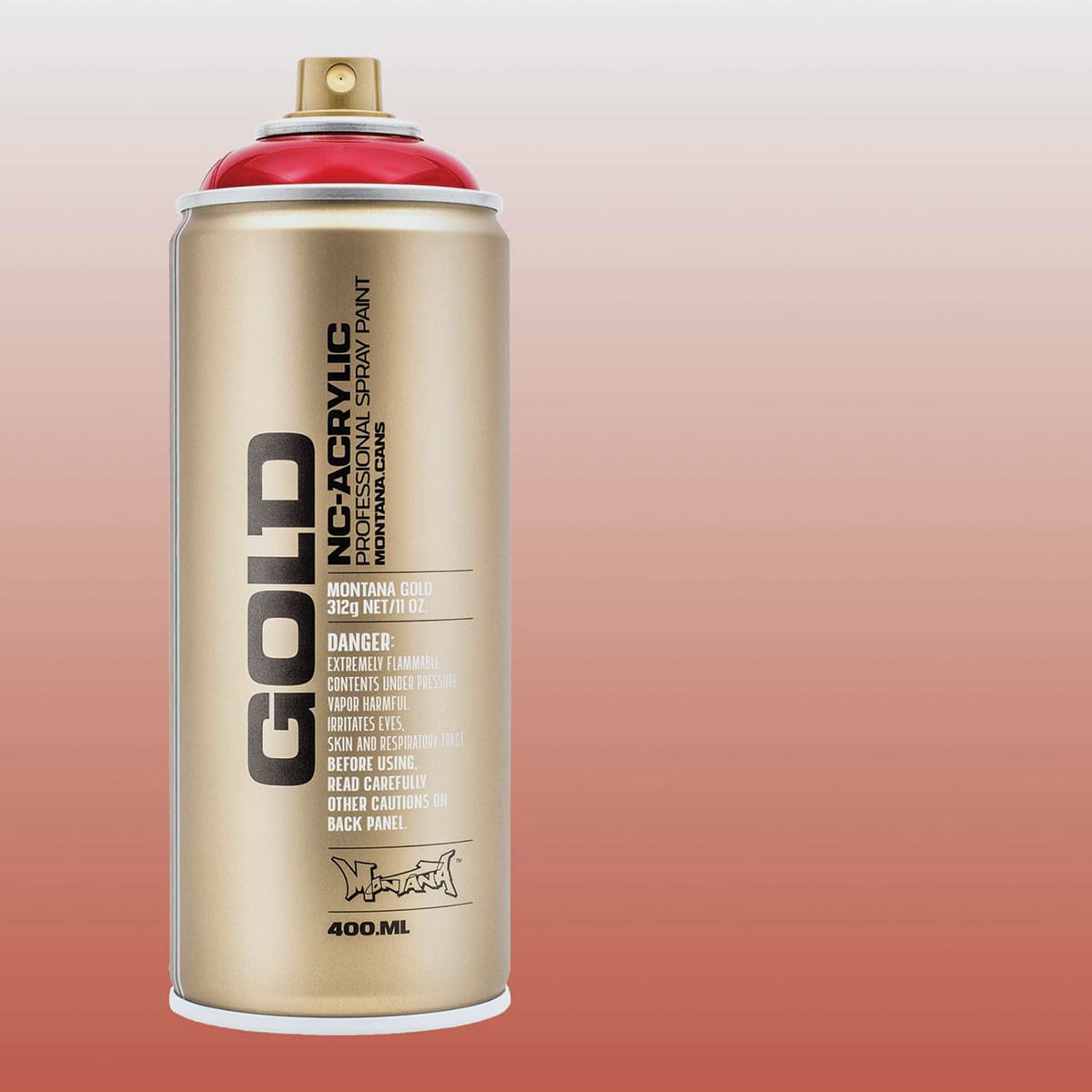Montana Gold Acrylic Professional Spray Paint - Transparent Ketchup, 400 ml (Spray can with color swatch)