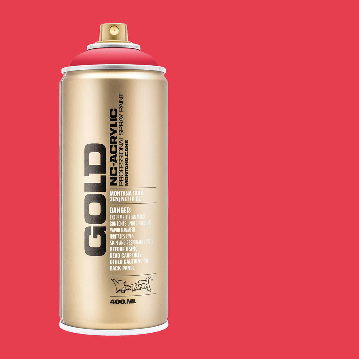 Montana Gold Acrylic Professional Spray Paint - Strawberry, 400 ml (Spray can with color swatch)