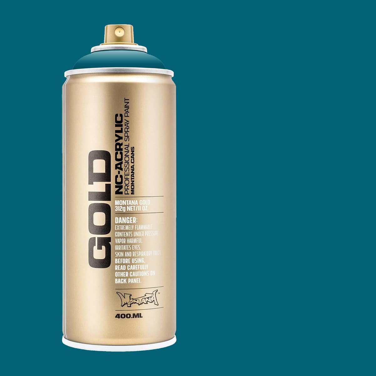 Montana Gold Acrylic Professional Spray Paint - Reef, 400 ml (Spray can with color swatch)