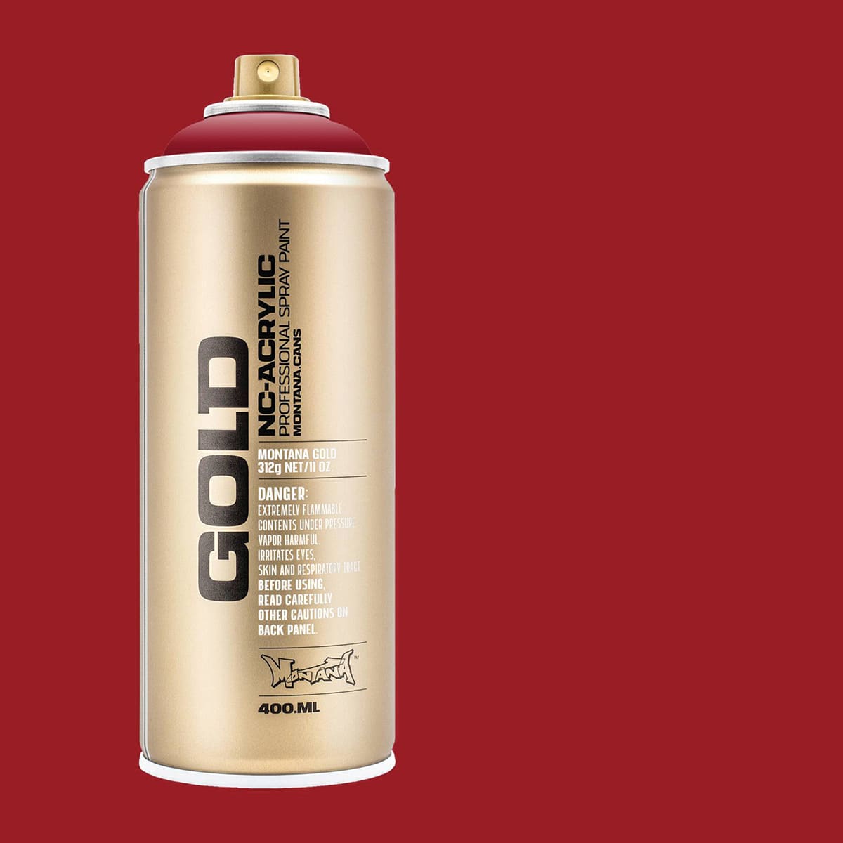 Montana Gold Acrylic Professional Spray Paint - Brick, 400 ml (Spray can with color swatch)