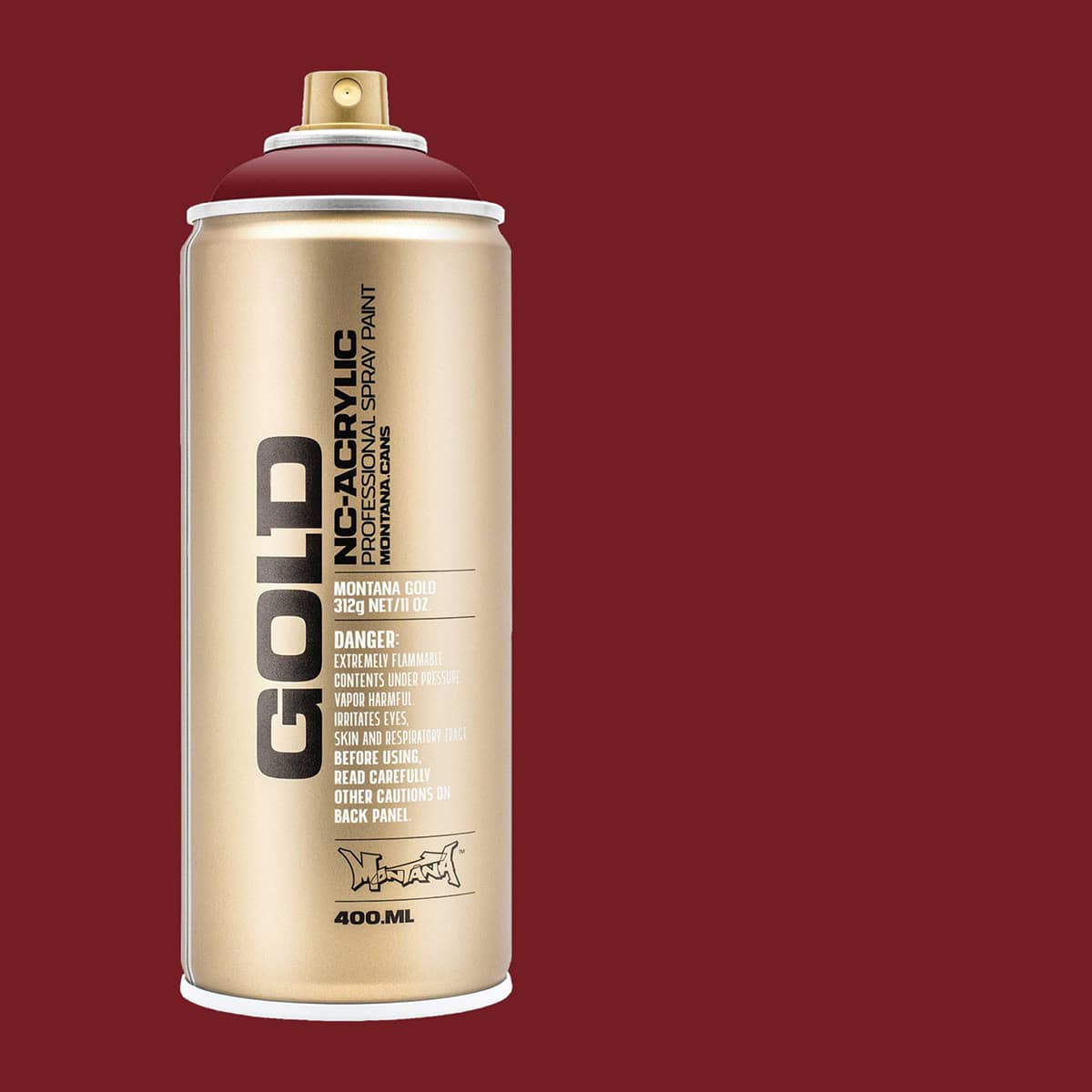 Montana Gold Acrylic Professional Spray Paint - Royal Red, 400 ml (Spray can with color swatch)