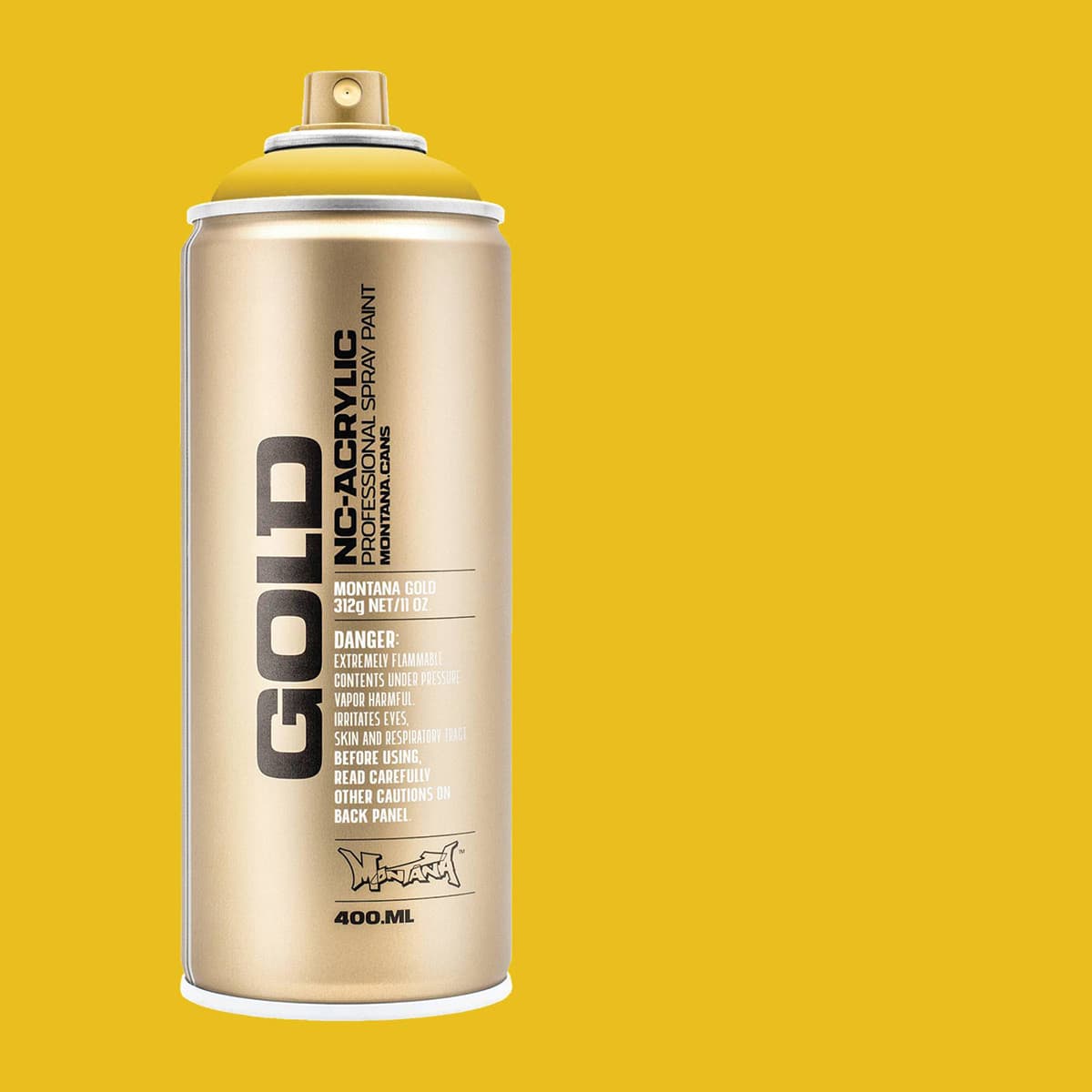 Montana Gold Acrylic Professional Spray Paint - Banana, 400 ml (Spray can with color swatch)