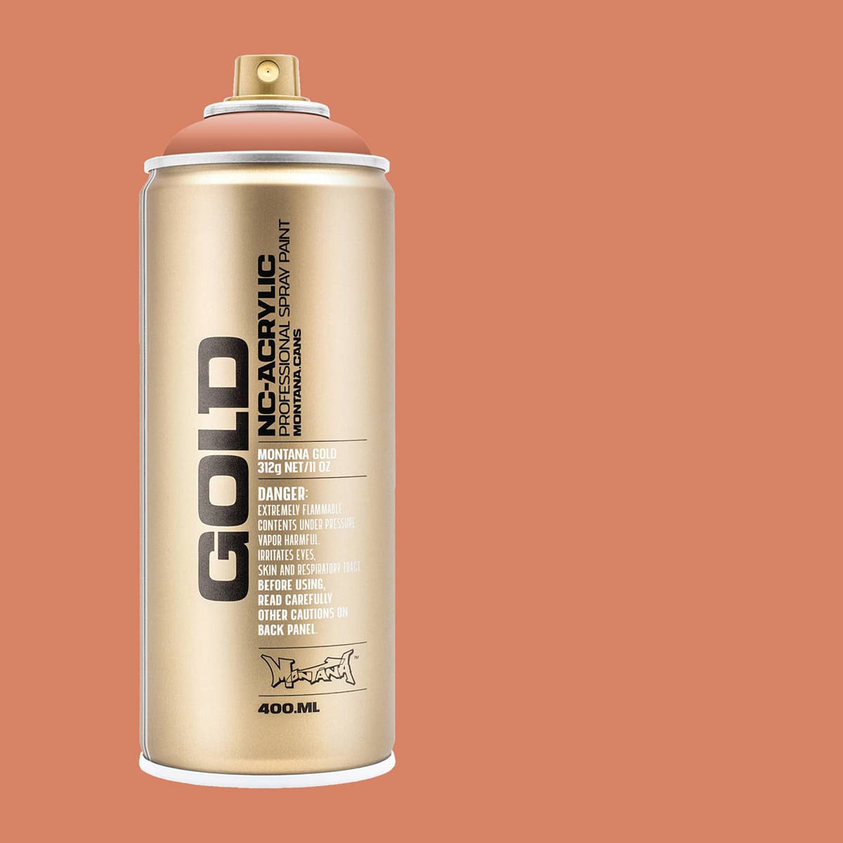 Montana Gold Acrylic Professional Spray Paint - Dirty Apricot, 400 ml (Spray can with color swatch)