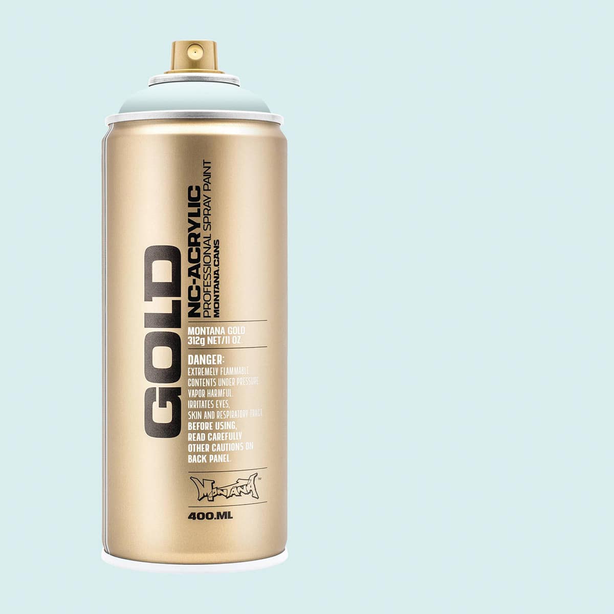 Montana Gold Acrylic Professional Spray Paint - Polar Blue, 400 ml (Spray can with color swatch)