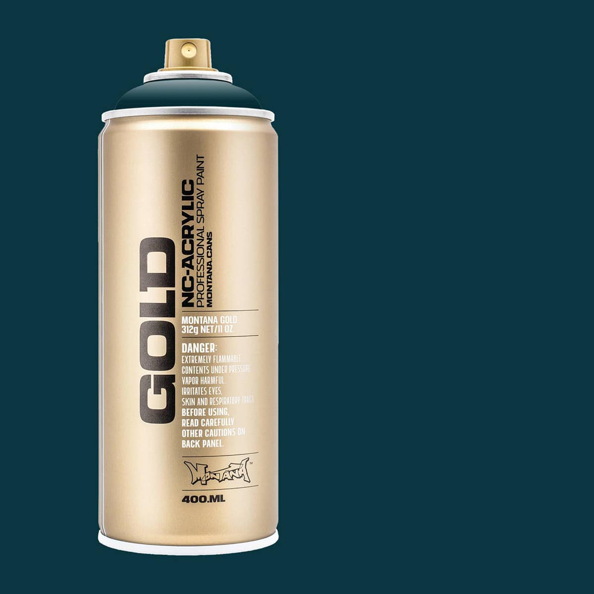 Montana Gold Acrylic Professional Spray Paint - Deep Sea, 400 ml (Spray can with color swatch)