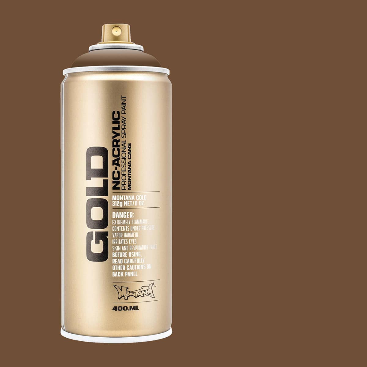 Montana Gold Acrylic Professional Spray Paint - Palish Brown, 400 ml (Spray can with color swatch)