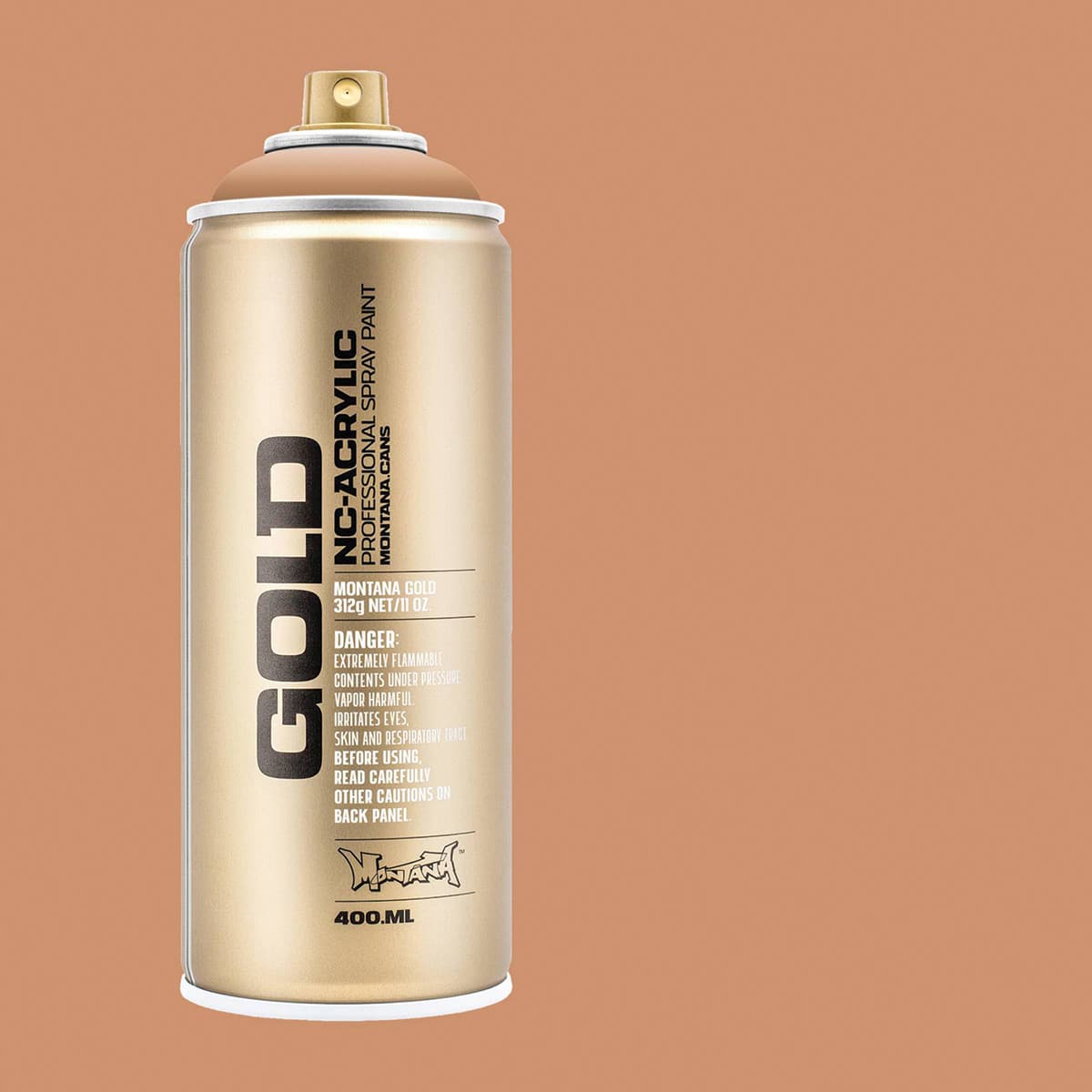 Montana Gold Acrylic Professional Spray Paint - Toffee, 400 ml (Spray can with color swatch)