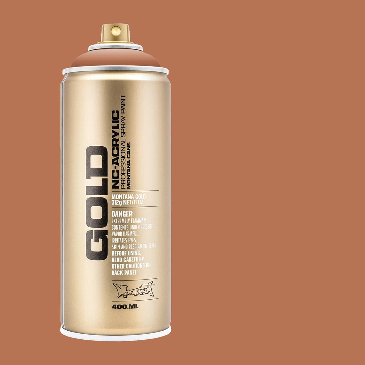 Montana Gold Acrylic Professional Spray Paint - Nougat, 400 ml (Spray can with color swatch)