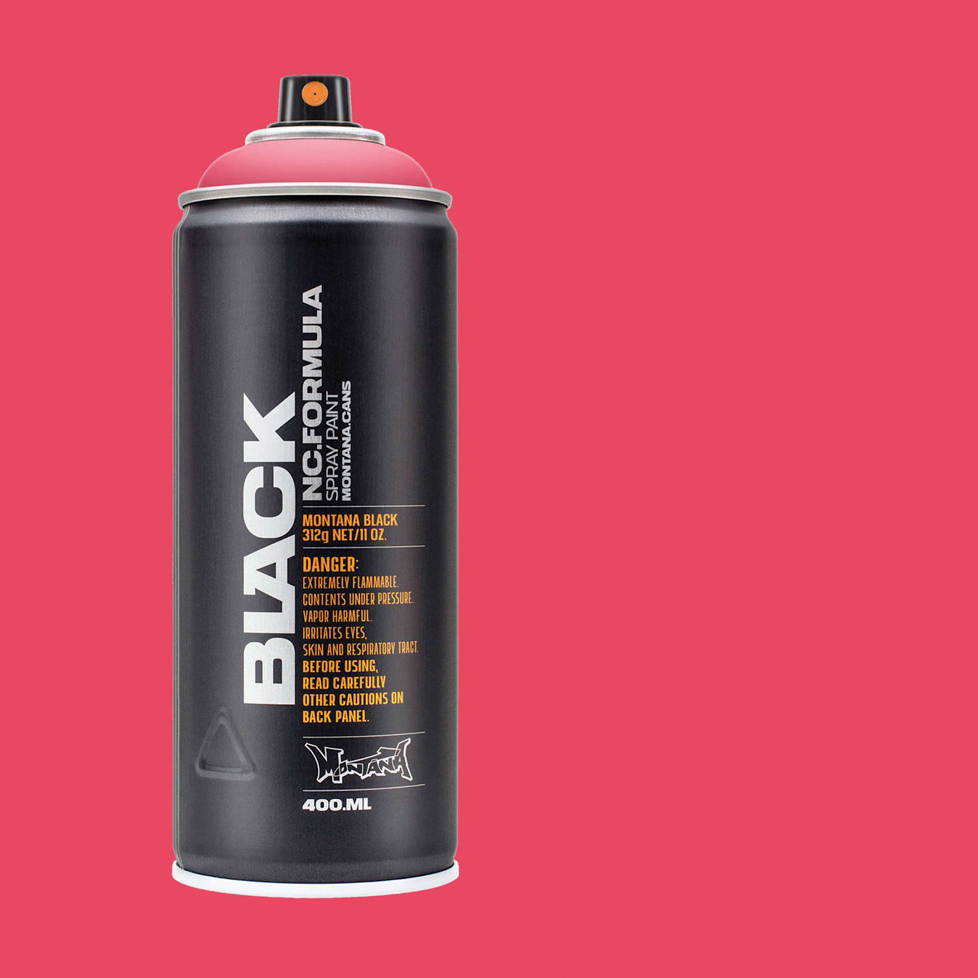 Montana Black Spray Paint - Lollipop, 400 ml can with swatch