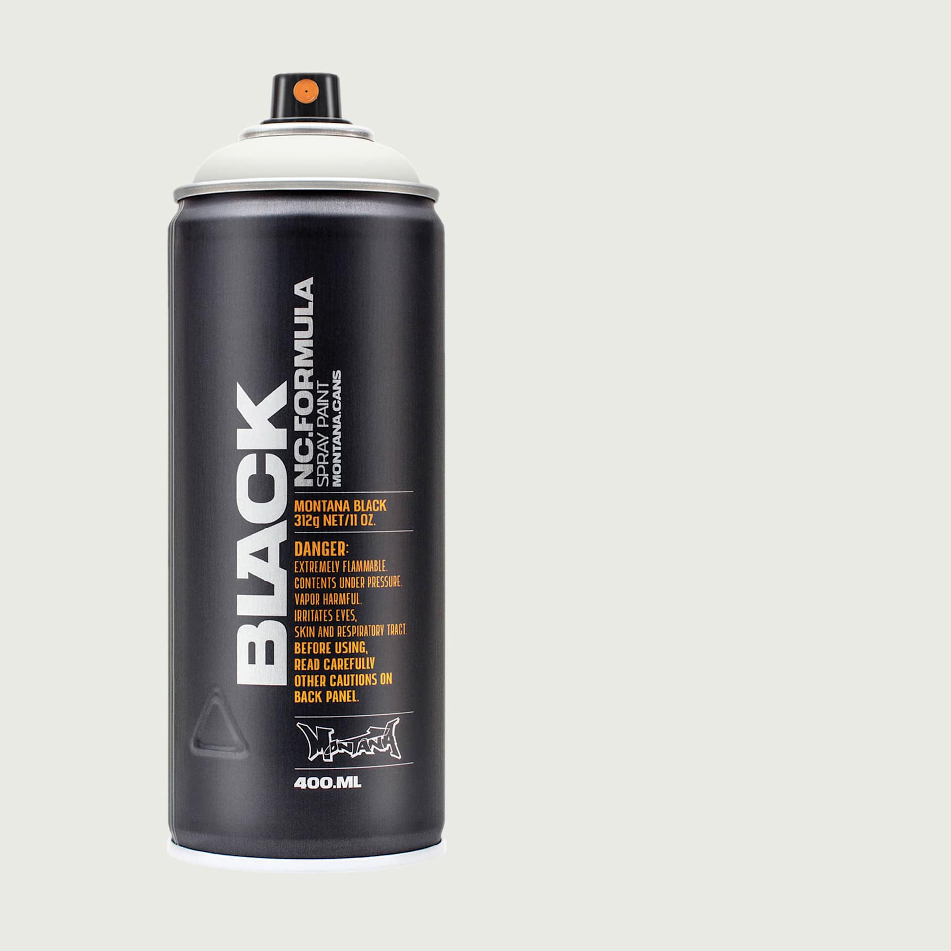 Montana Black Spray Paint - Jaws, 400 ml can with swatch