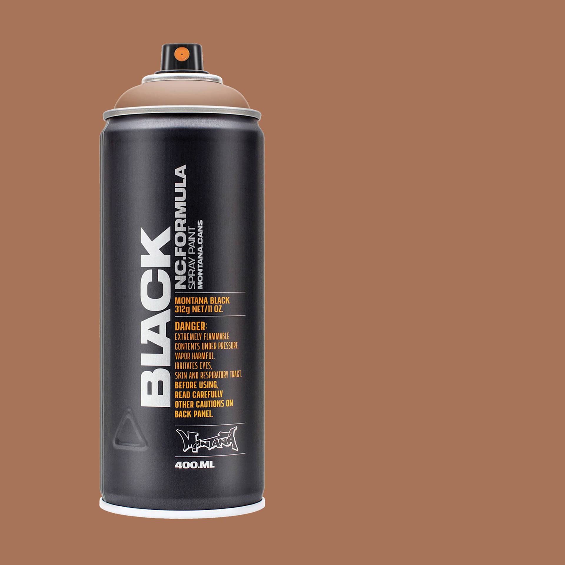 Montana Black Spray Paint - Frapee, 400 ml can with swatch