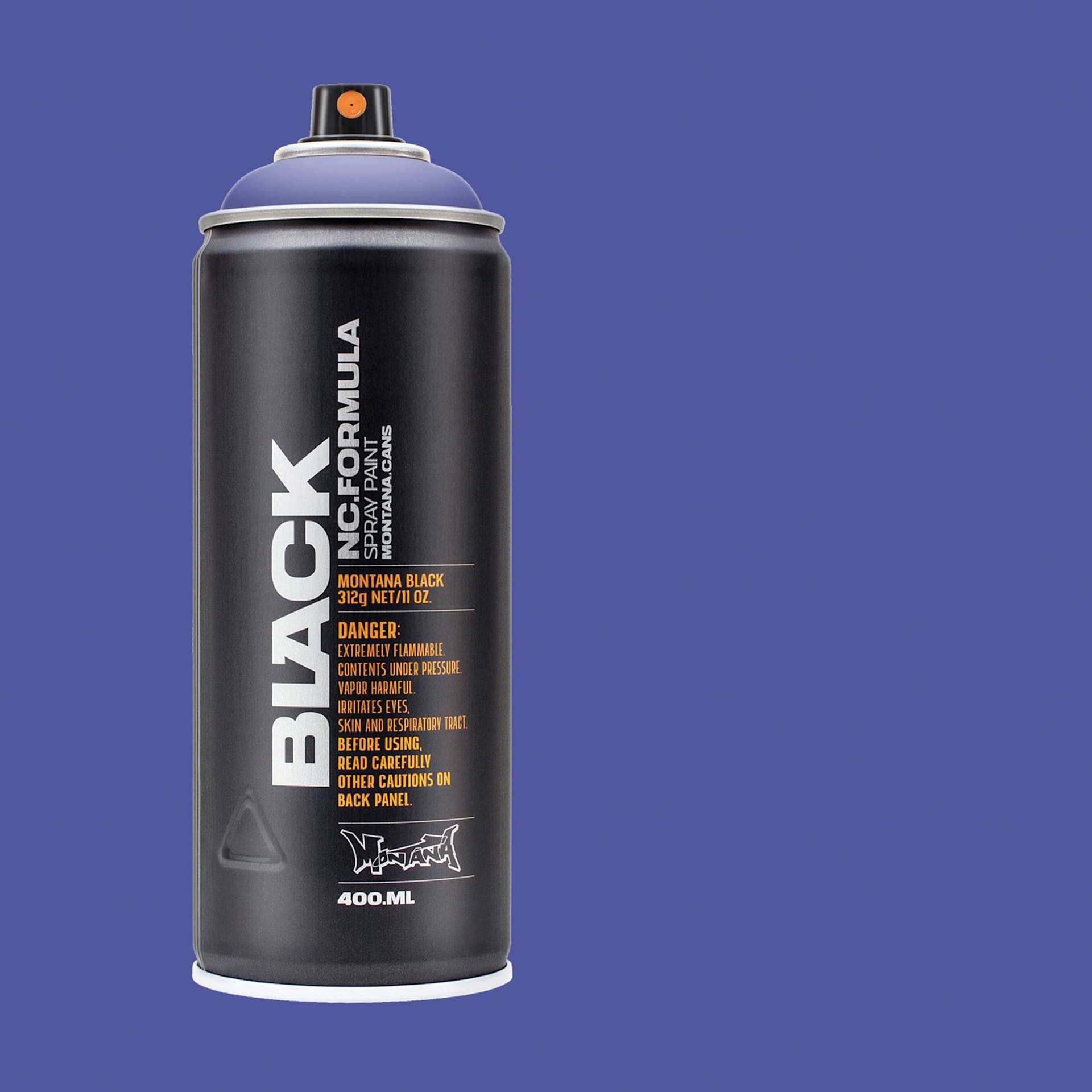 Montana Black Spray Paint - Irmgard, 400 ml can with swatch