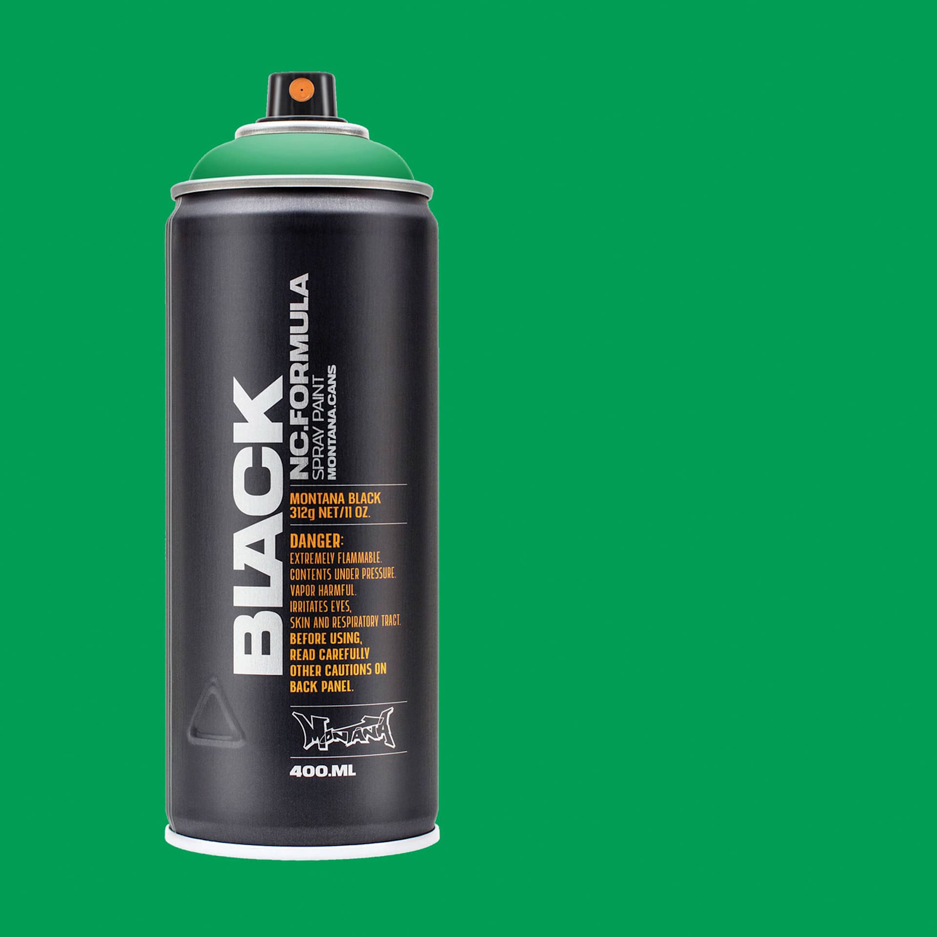 Montana Black Spray Paint - Woodstock, 400 ml can with swatch