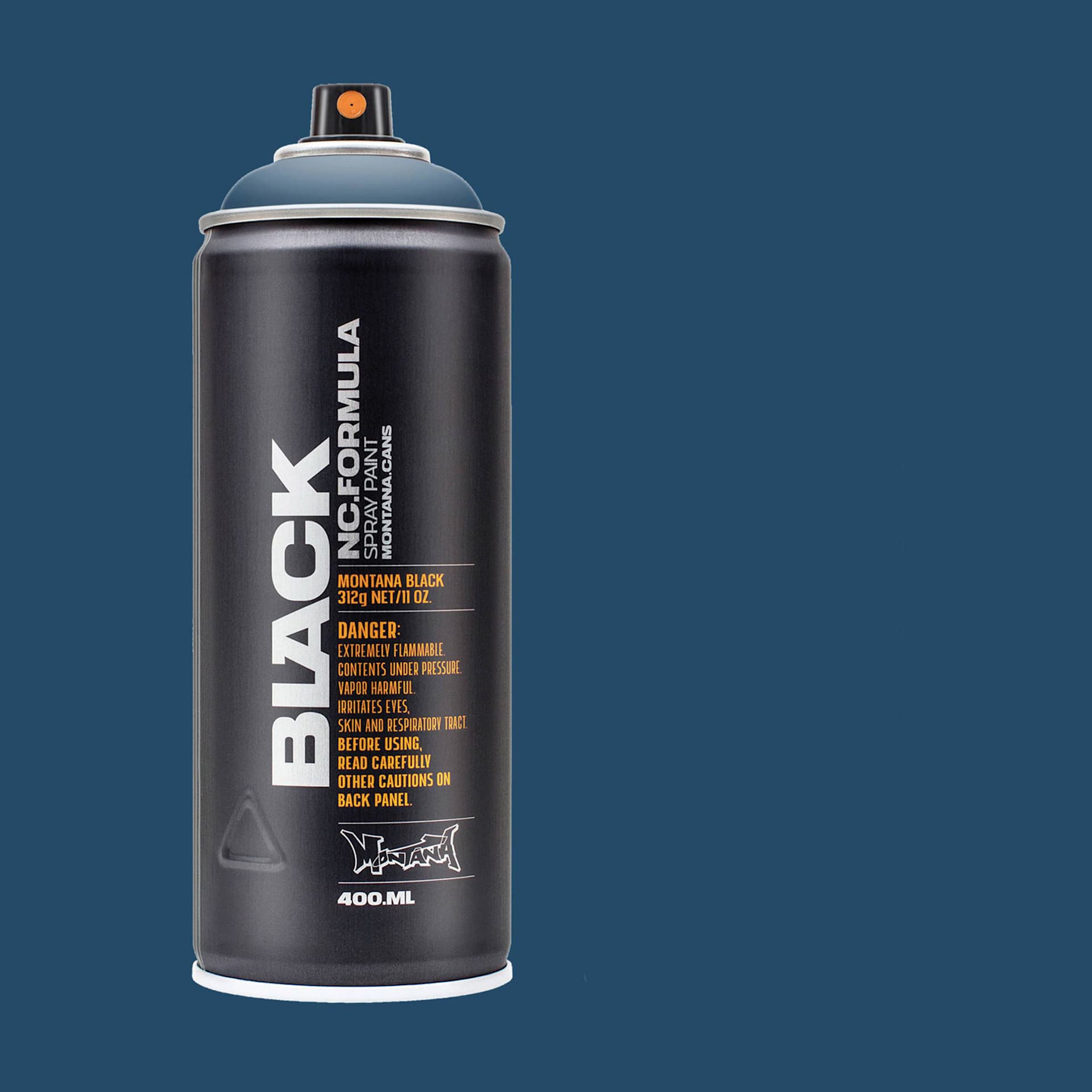 Montana Black Spray Paint - Whale, 400 ml can with swatch