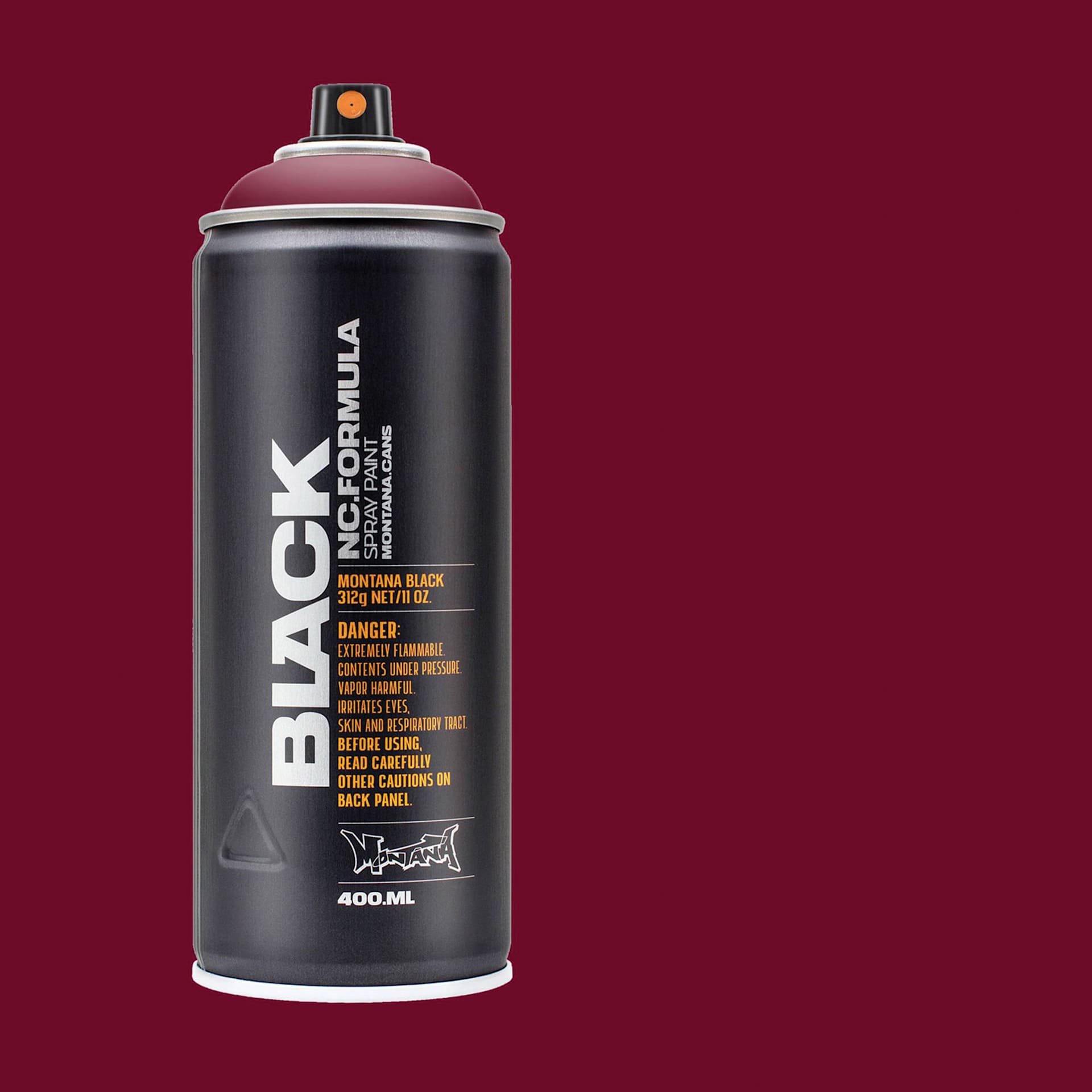 Montana Black Spray Paint - Cardinal, 400 ml can with swatch
