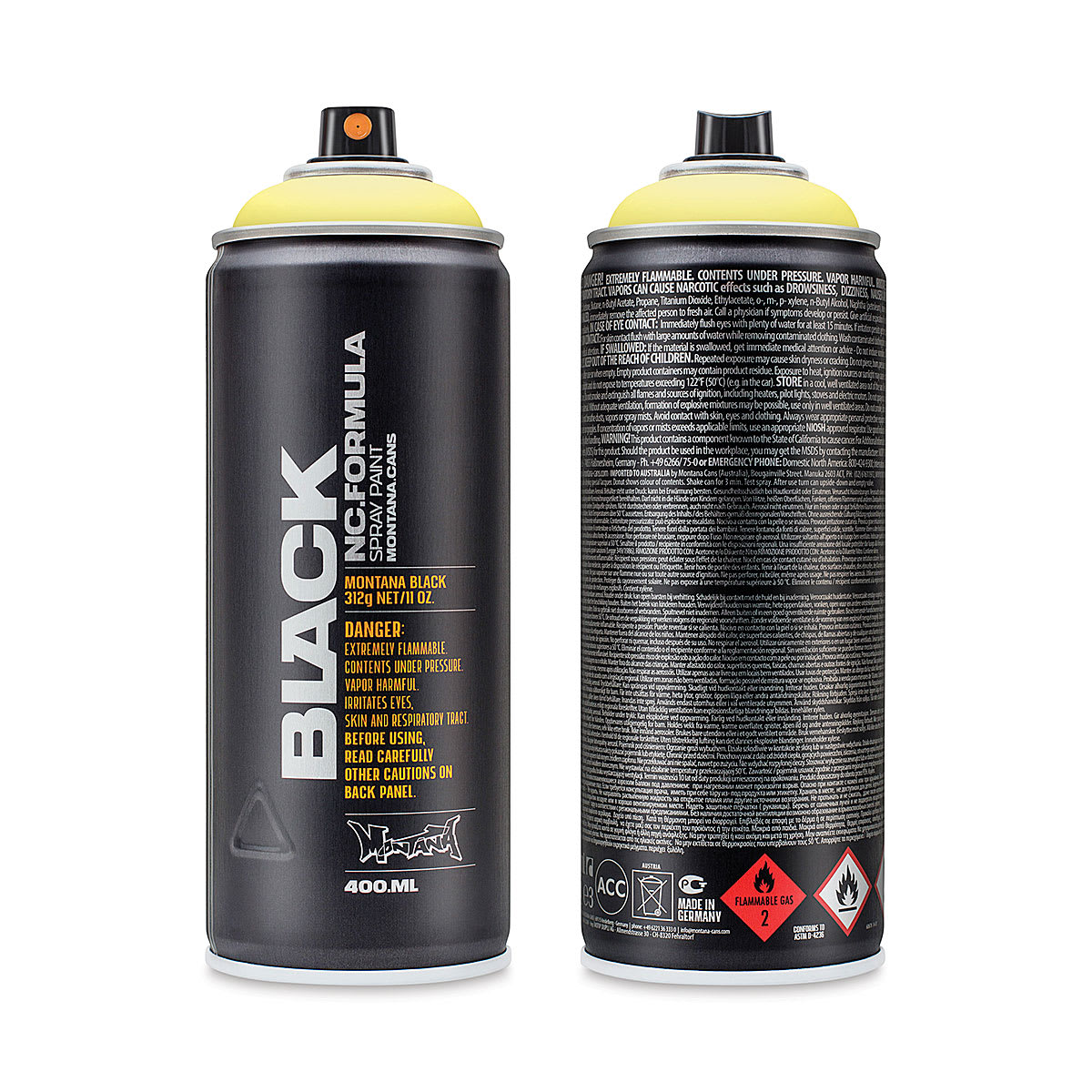Montana Black Spray Paint - True Yellow 50%, 400 ml can