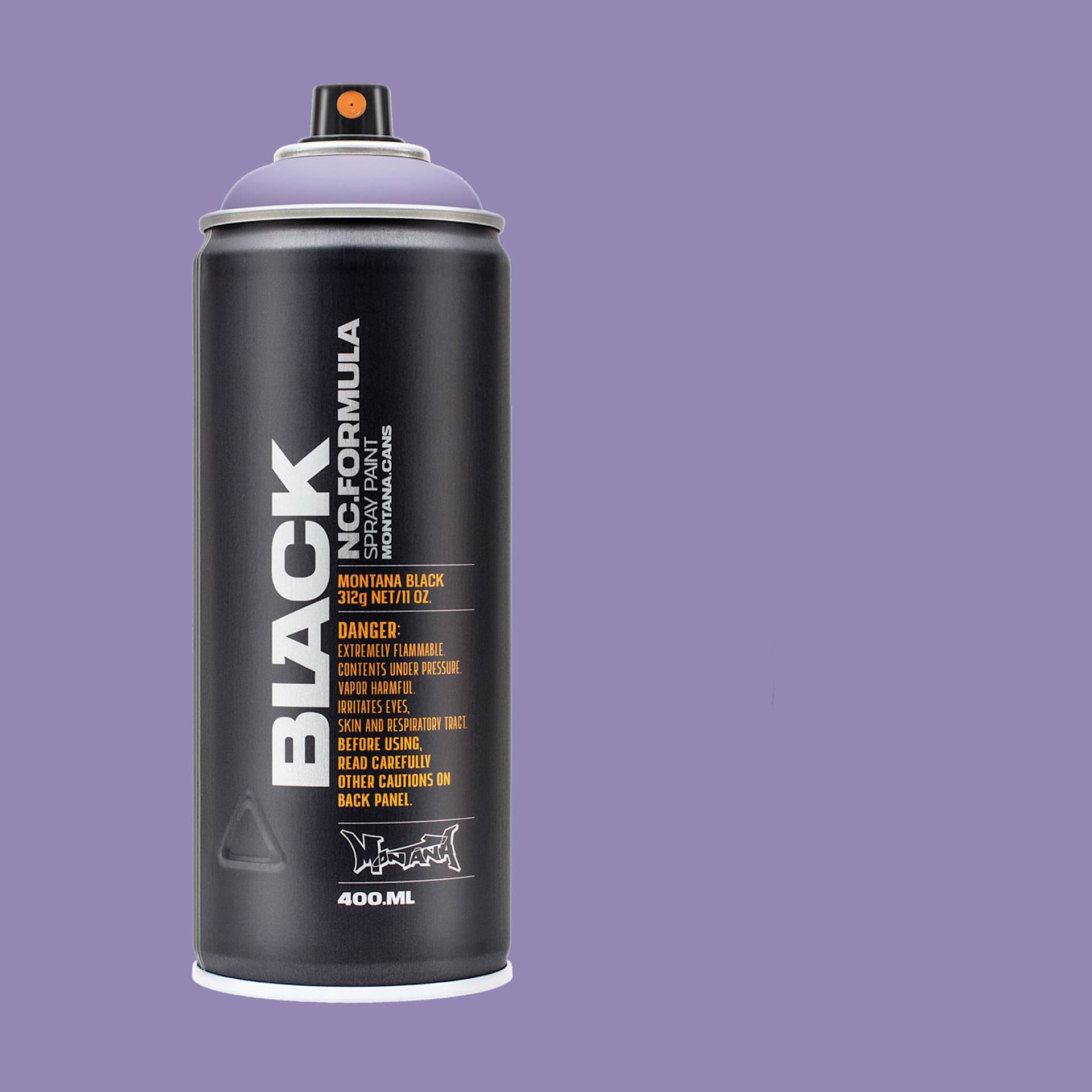 Montana Black Spray Paint - Blue Velvet, 400 ml can with swatch