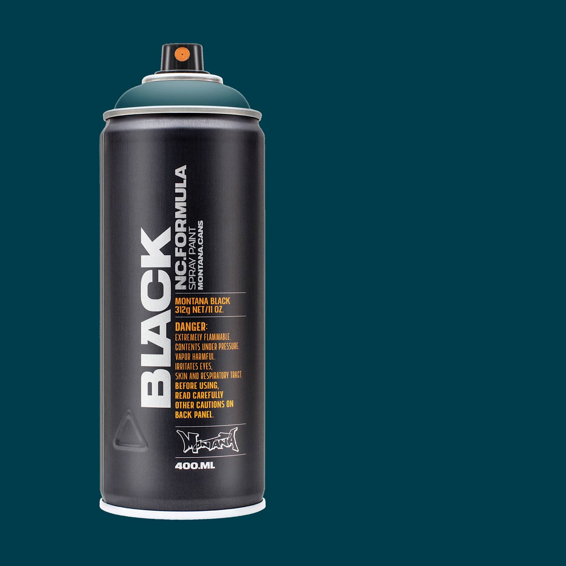 Montana Black Spray Paint - Neptune, 400 ml can with swatch