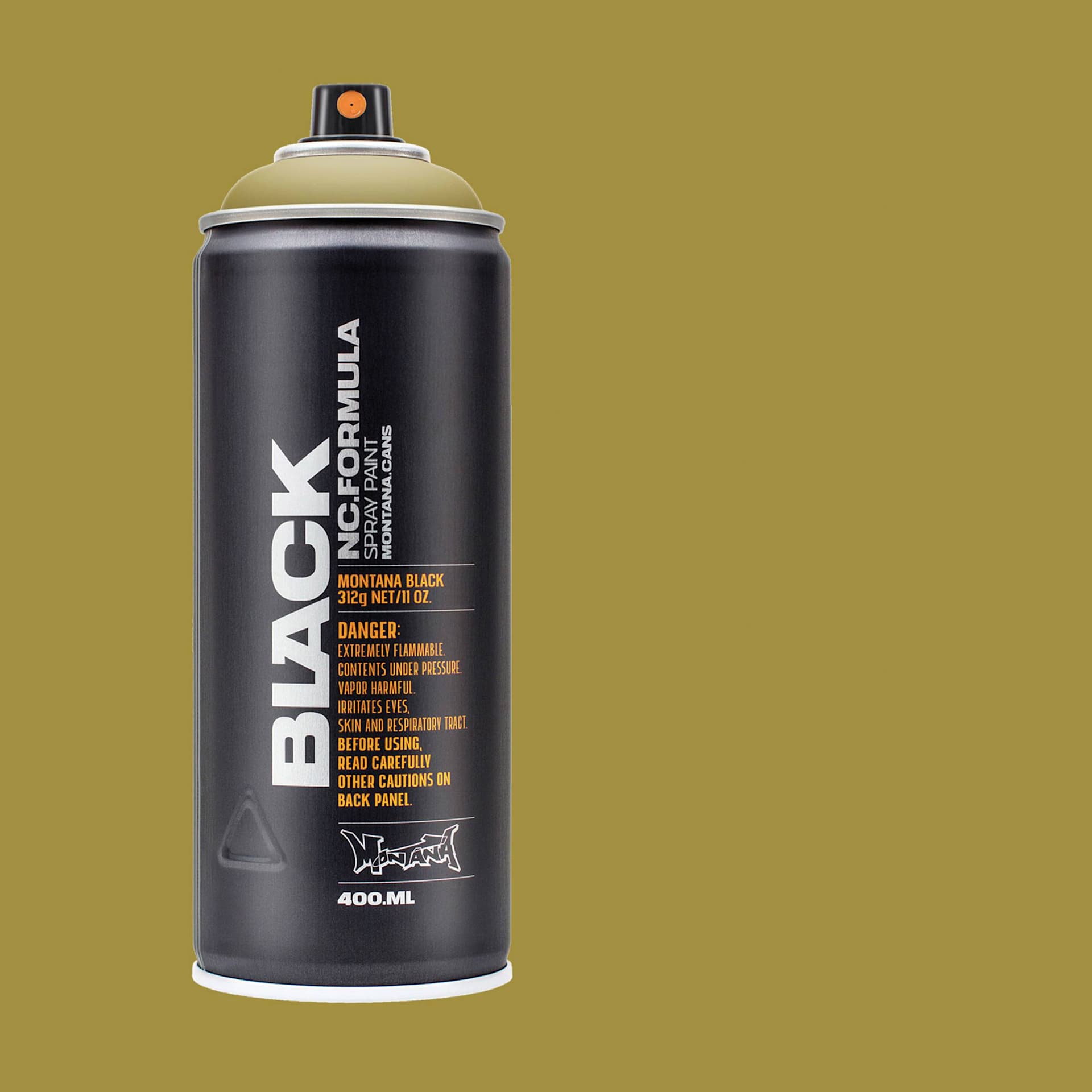 Montana Black Spray Paint - Hemp, 400 ml can with swatch Montana Black Spray Paint - Hemp, 400 ml can with swatch