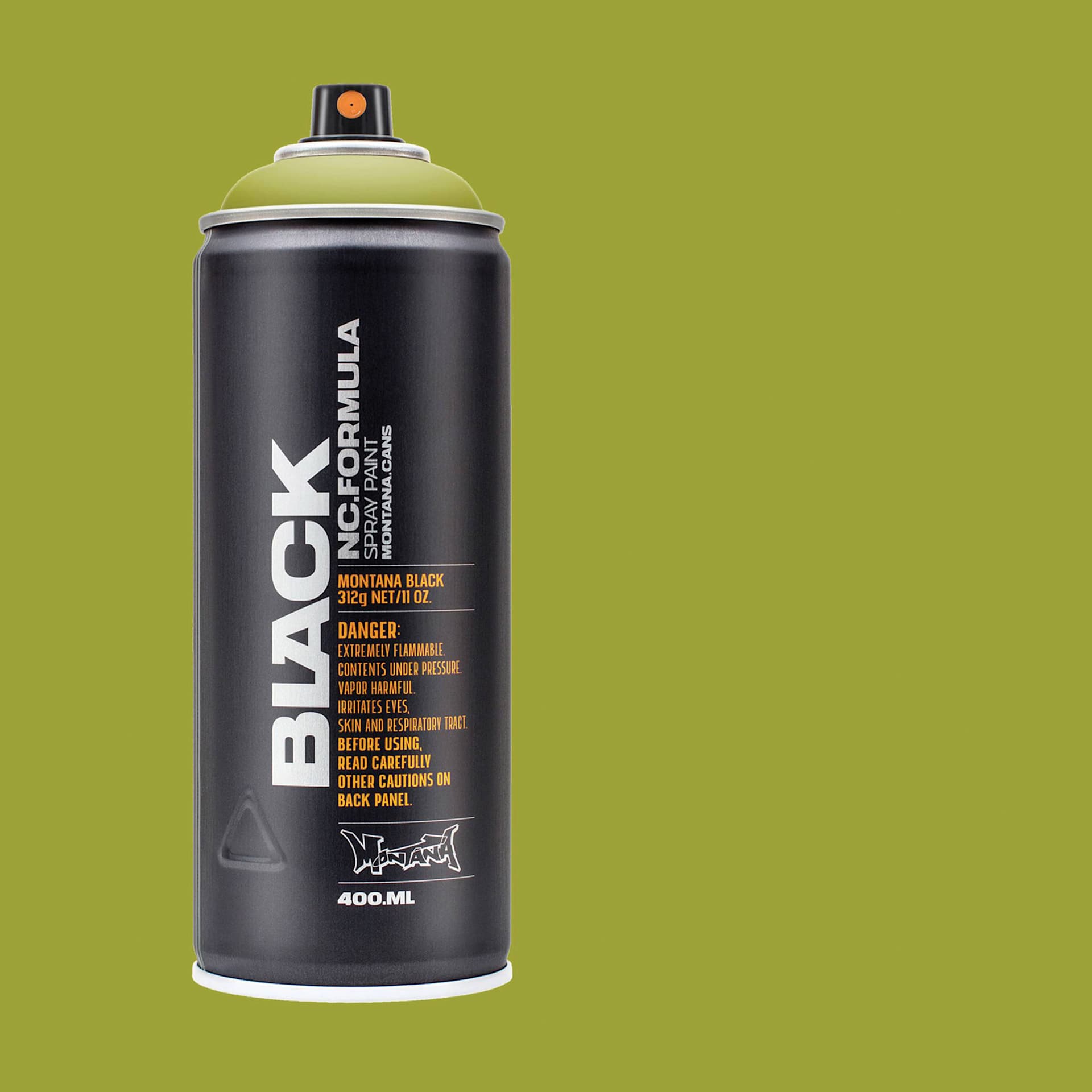 Montana Black Spray Paint - Oasis, 400 ml can with swatch