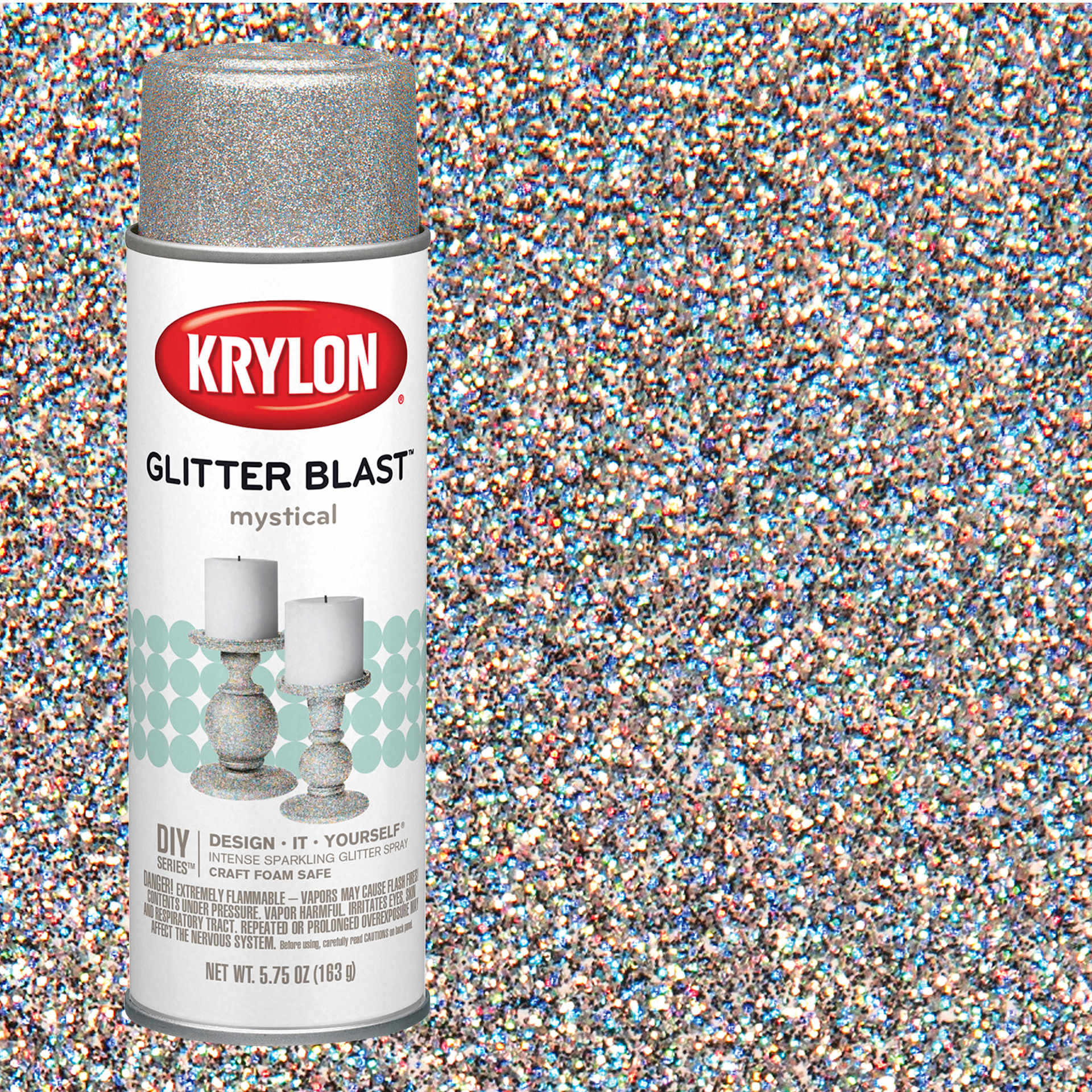 Krylon Glitter Blast Spray Paint - Mystical, 5.75 oz can and swatch