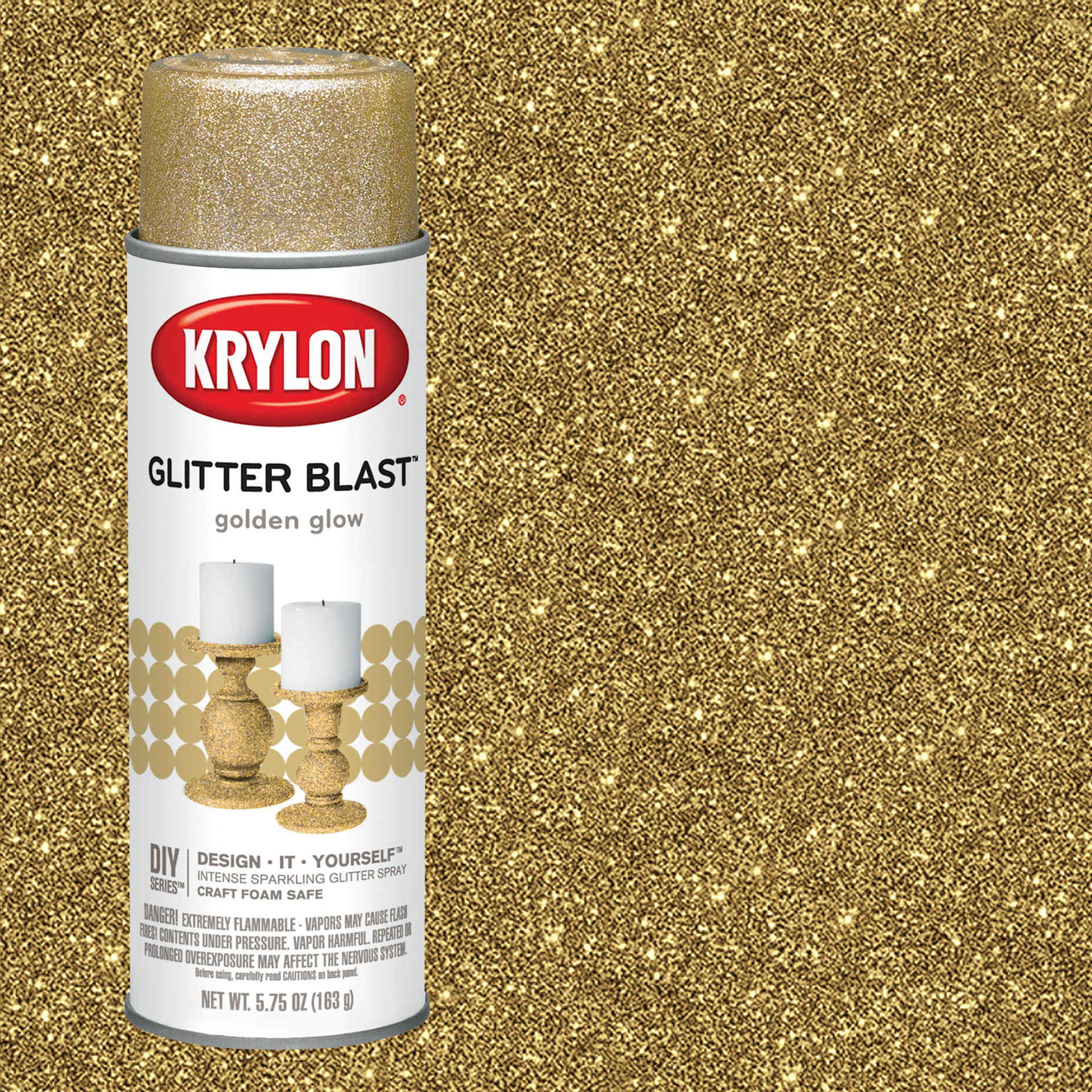 Krylon Glitter Blast Spray Paint - Golden Glow, 5.75 oz can and swatch