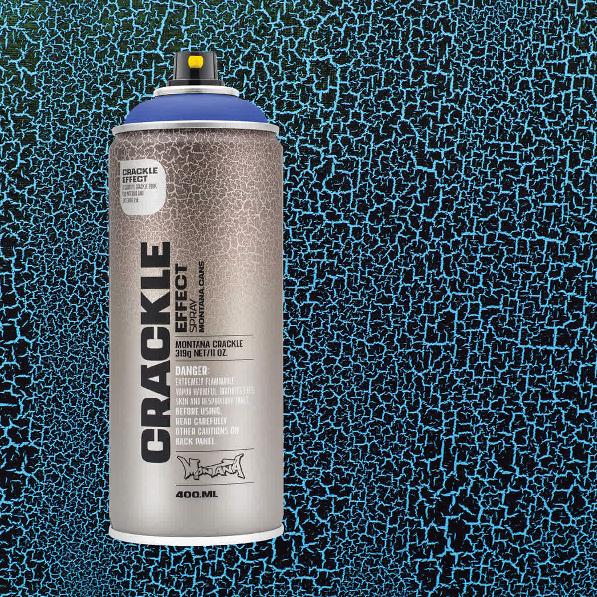 Montana Crackle Effect Spray - Gentian Blue, 11 oz (Spray can with swatch)