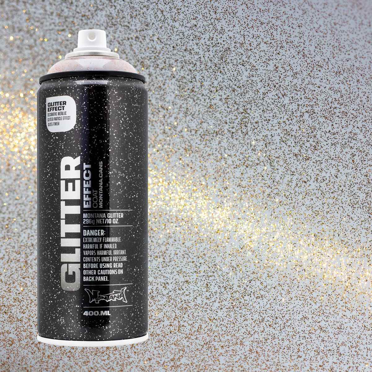 Montana Glitter Effect Spray Paint - Glitter Dusty Gold Spray can with swatch Montana Glitter Effect Spray Paint - Glitter Dusty Gold Spray can with swatch