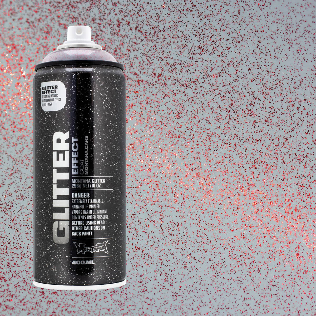 Montana Glitter Effect Spray Paint - Glitter X-mas Red Spray can with swatch Montana Glitter Effect Spray Paint - Glitter X-mas Red Spray can with swatch