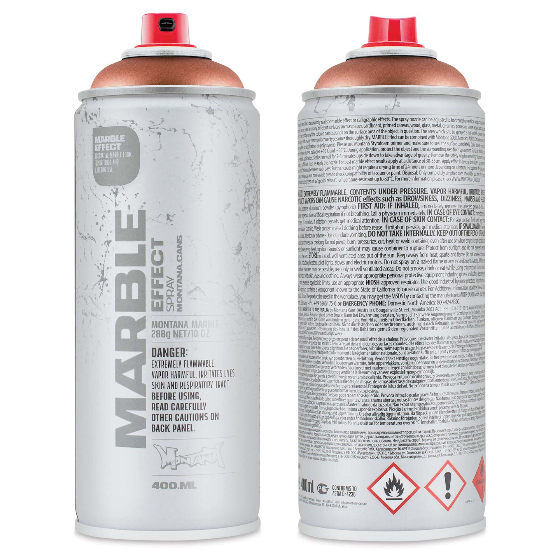 Montana Marble Effect Spray - Copper, 11 oz (Front and back of can)