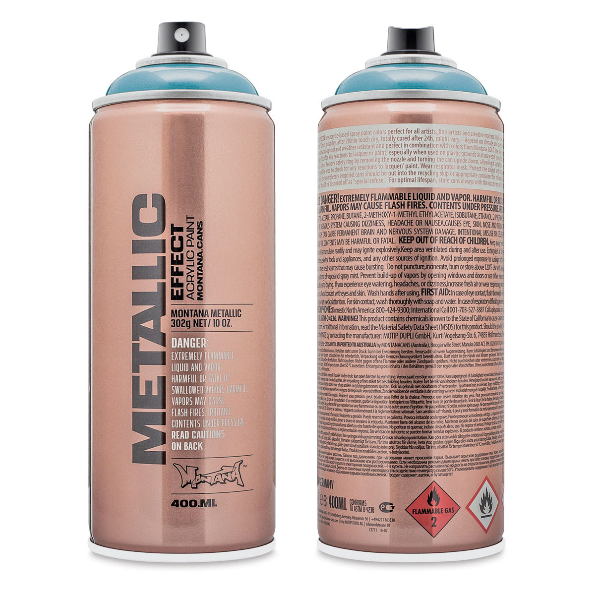 Montana Metallic Effect Spray Paint - Tennessee (Front and back of spray can)