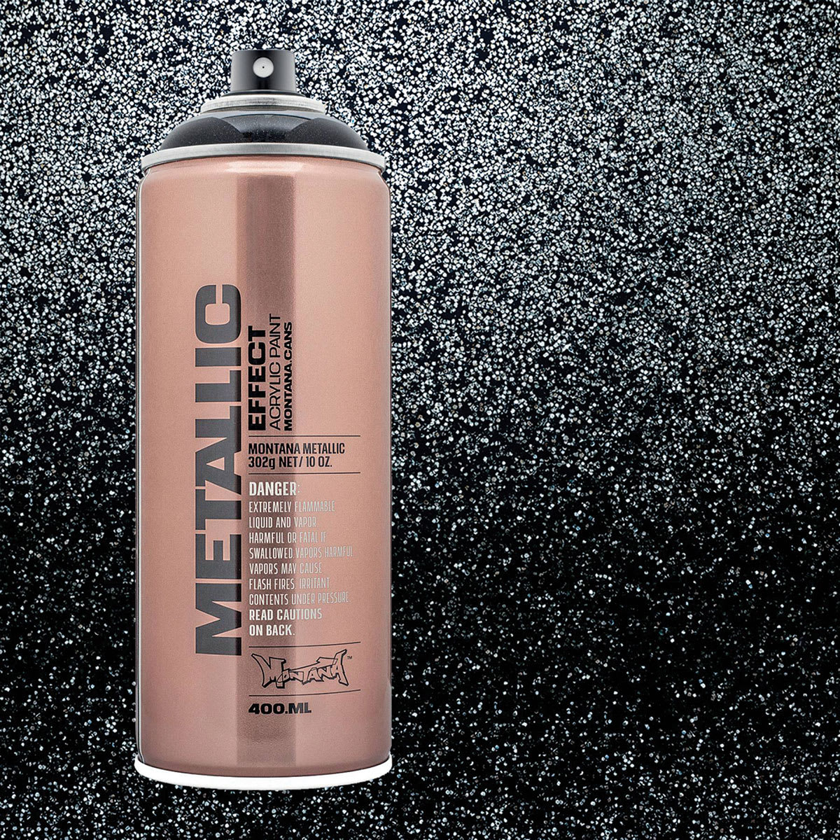 Montana Metallic Effect Spray Paint - Black and swatch