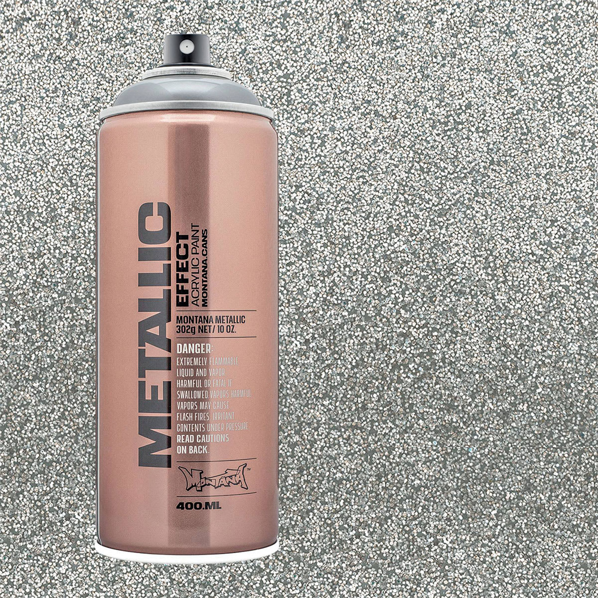 Montana Metallic Effect Spray Paint - Silver and swatch