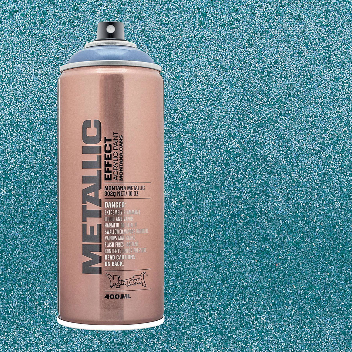 Montana Metallic Effect Spray Paint - Ice Blue and swatch