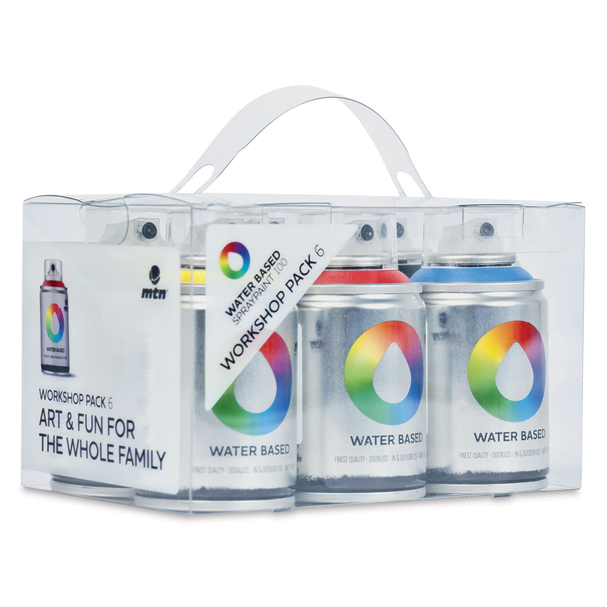 MTN Water Based Spray Paint - Front of Package of Workshop Pack of 6 MTN Water Based Spray Paint - Front of Package of Workshop Pack of 6