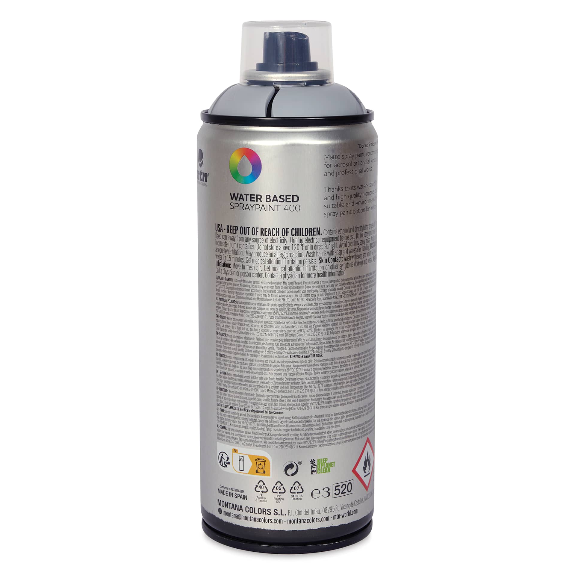 MTN Water Based Spray Paint - Pearl Grey, 400 ml Can back
