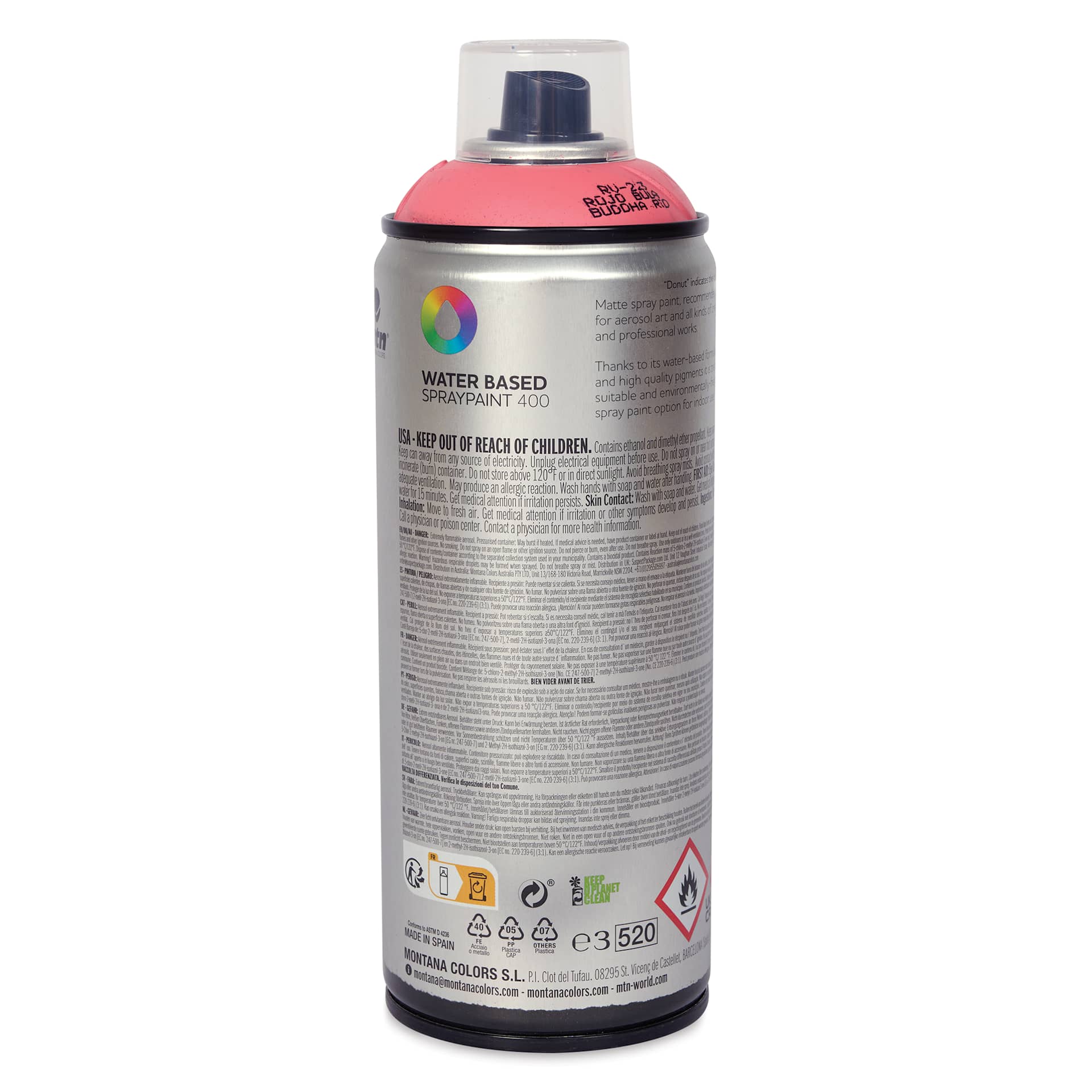 MTN Water Based Spray Paint - Buddha Red, 400 ml Can back
