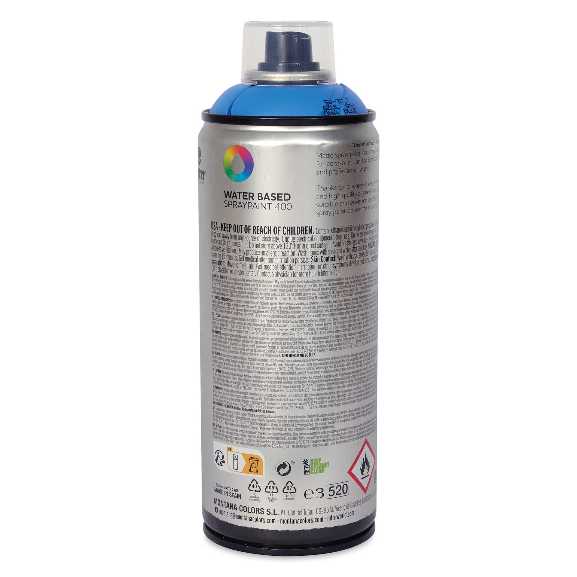 MTN Water Based Spray Paint - Ona Blue, 400 ml Can back