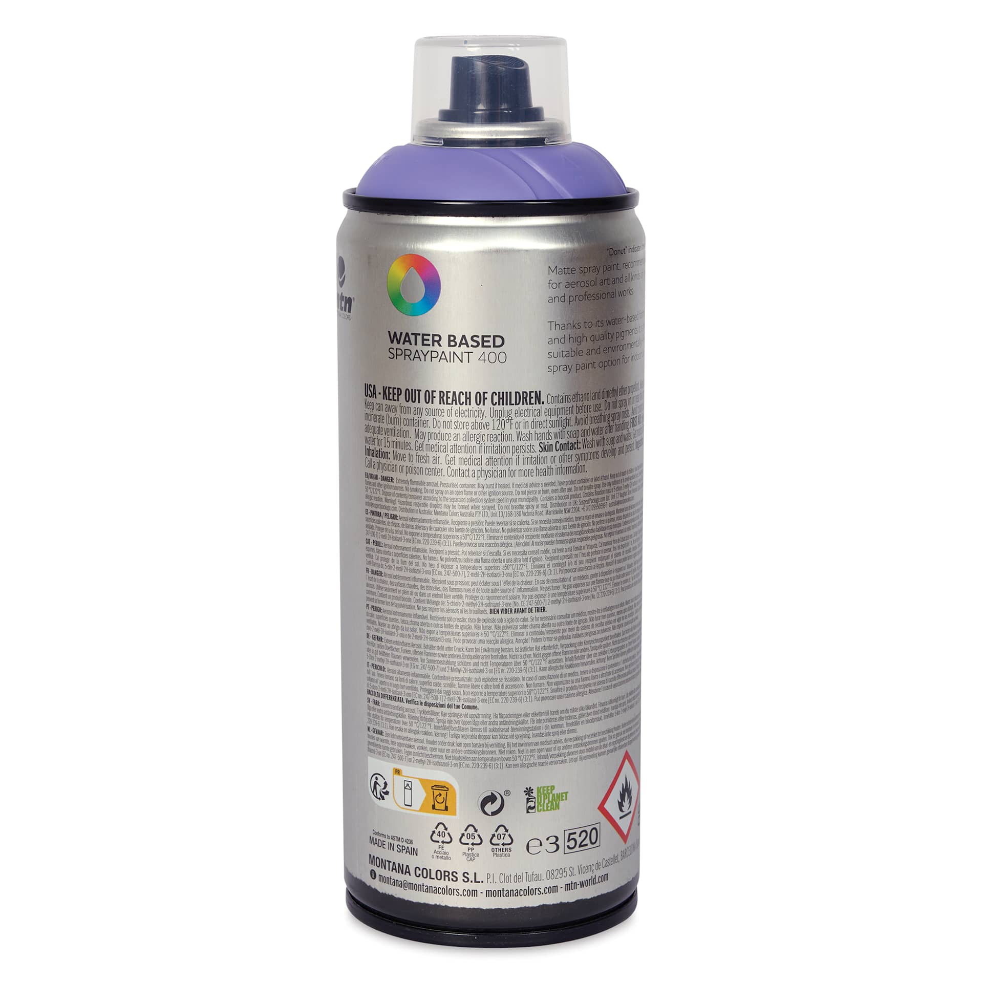 MTN Water Based Spray Paint - Ultraviolet, 400 ml Can back